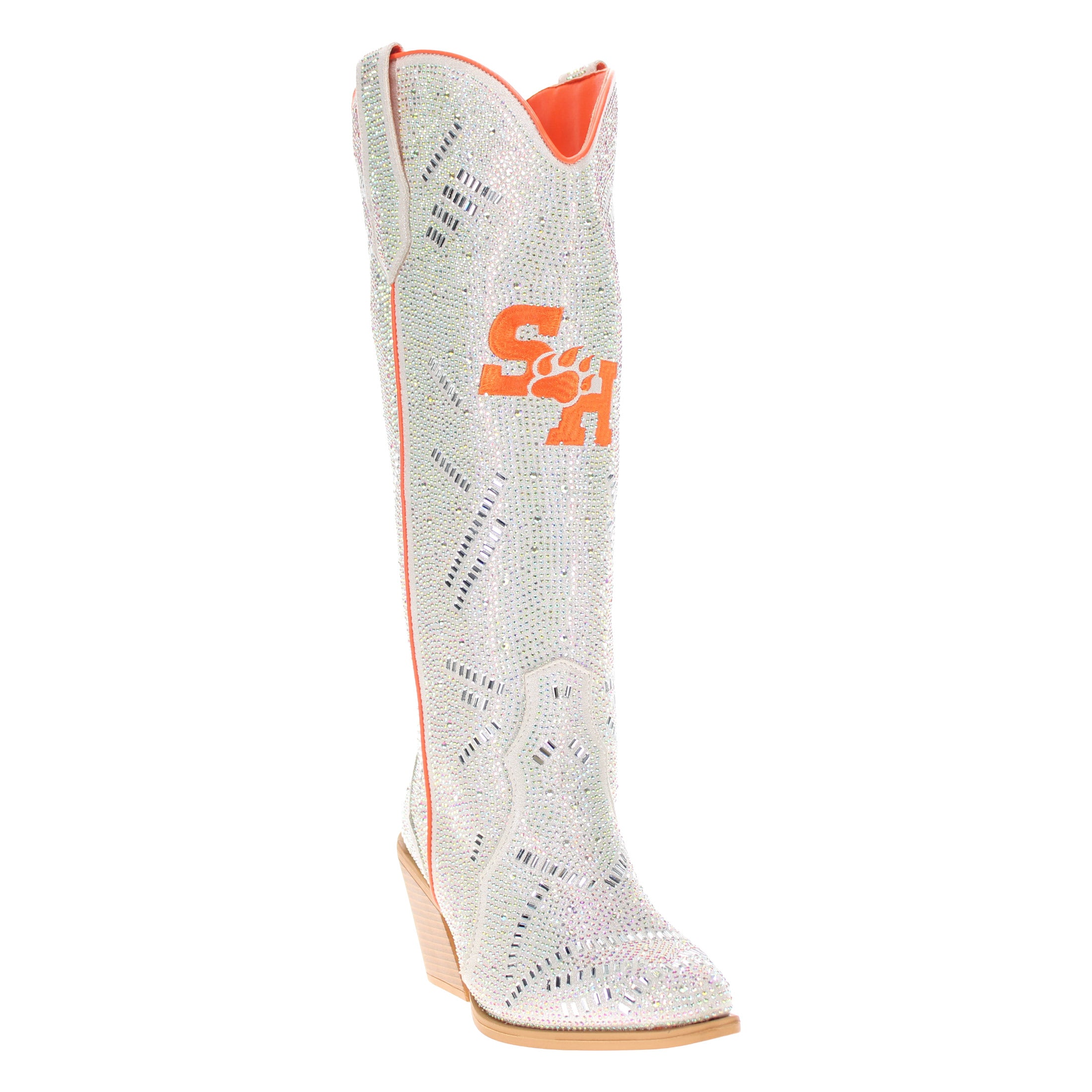 Women's Sam Houston State University Natural Tall Bling Cowgirl Boots Amber by V by Vaccari
