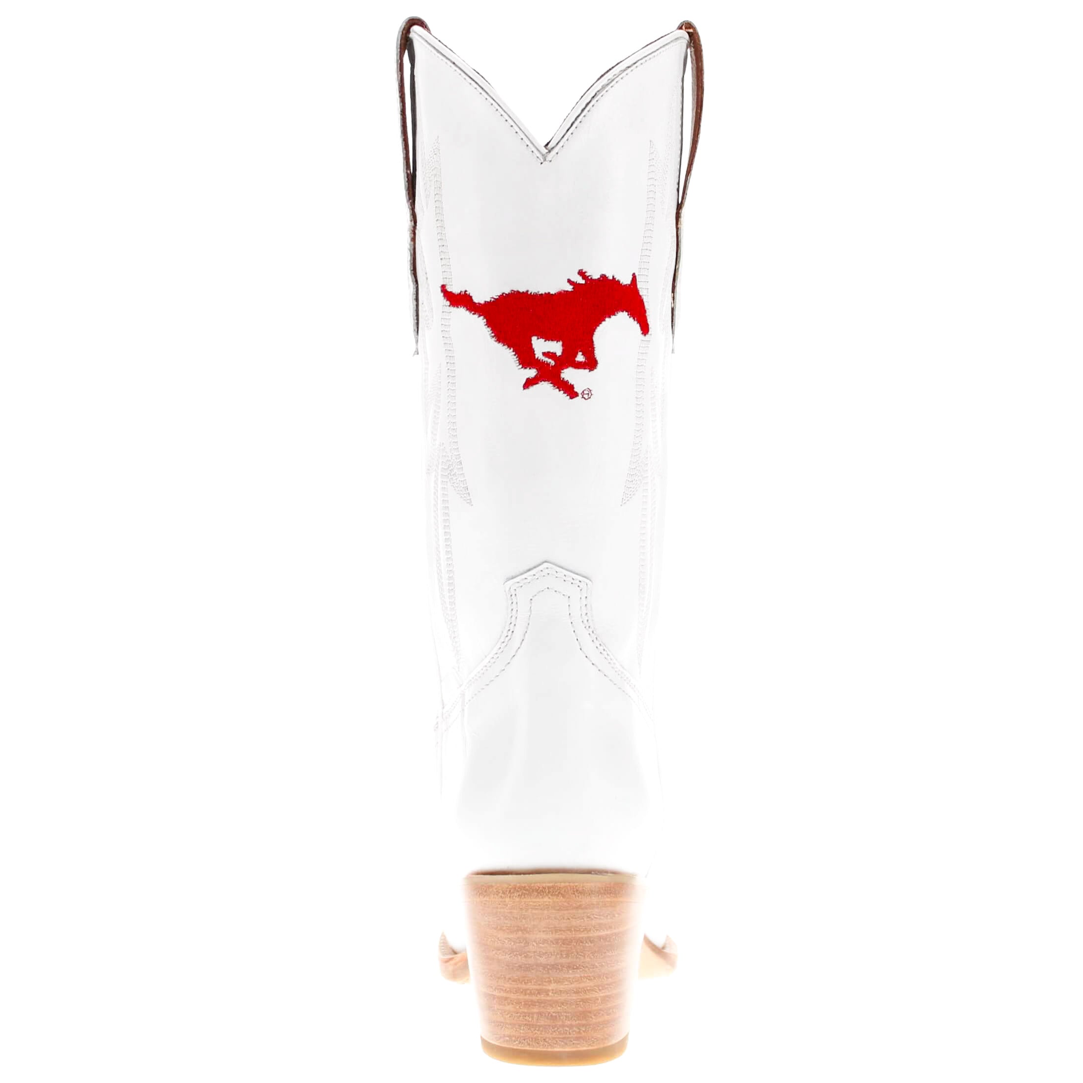 Women's SMU All White Pointed Toe Cowgirl Boots Leighton Vaccari University