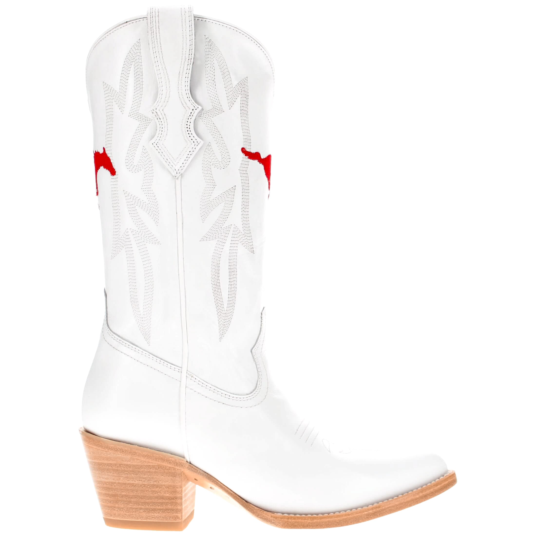 Women's SMU All White Pointed Toe Cowgirl Boots Leighton Vaccari University