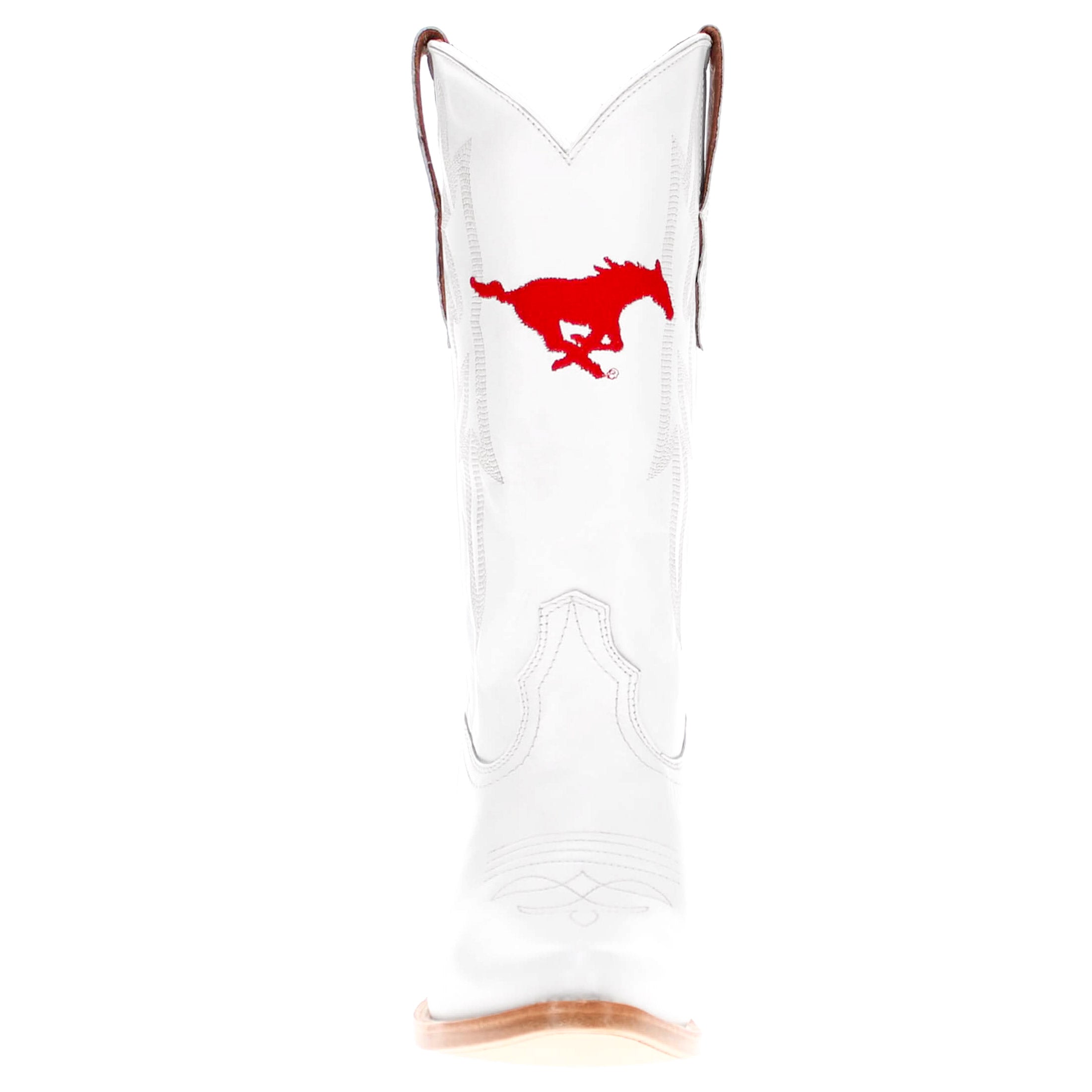 Women's SMU All White Pointed Toe Cowgirl Boots Leighton Vaccari University