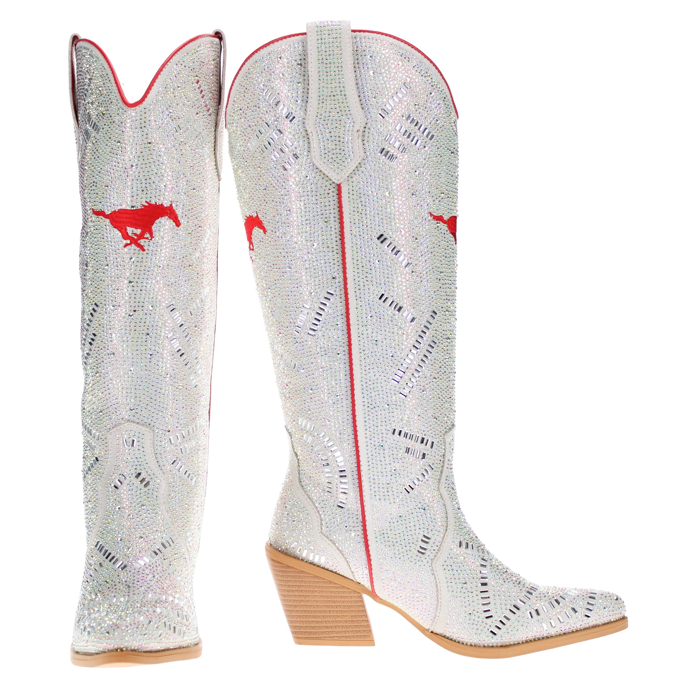 Women's SMU Natural Tall Bling Cowgirl Boots Amber by V by Vaccari