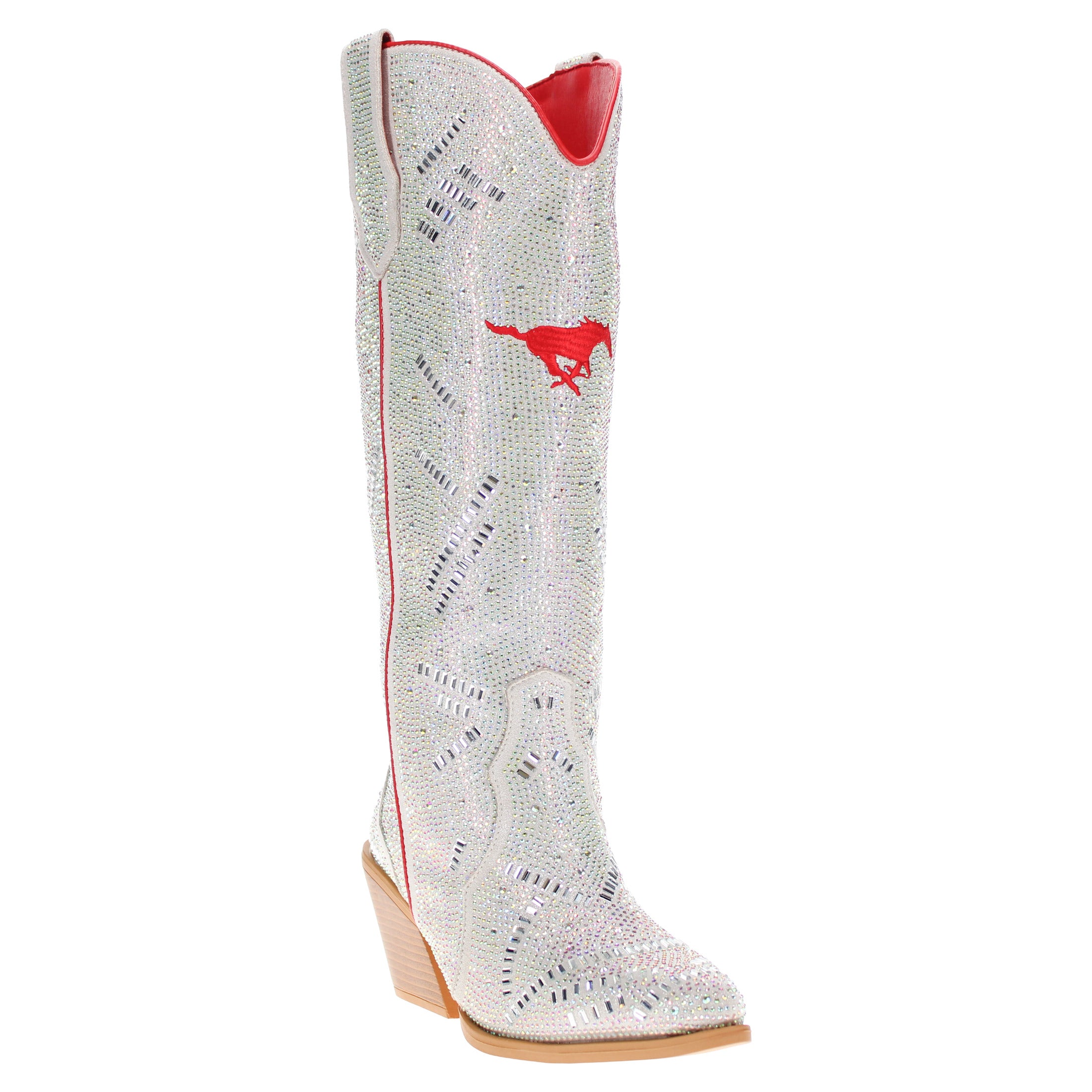 Women's SMU Natural Tall Bling Cowgirl Boots Amber by V by Vaccari