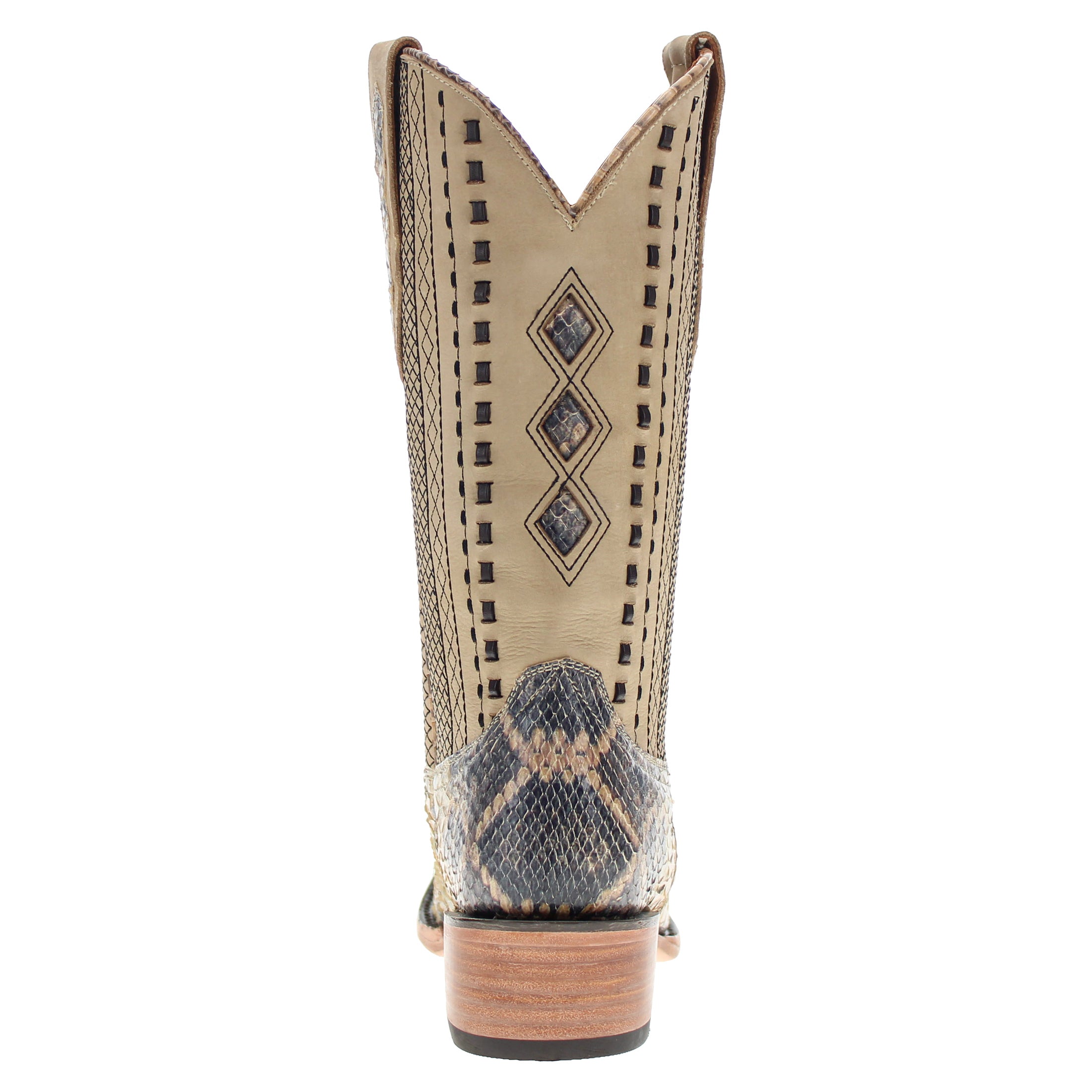 Men's Beige Python with Rattlesnake Overlay JW Toe Cowboy Boots by Vaccari