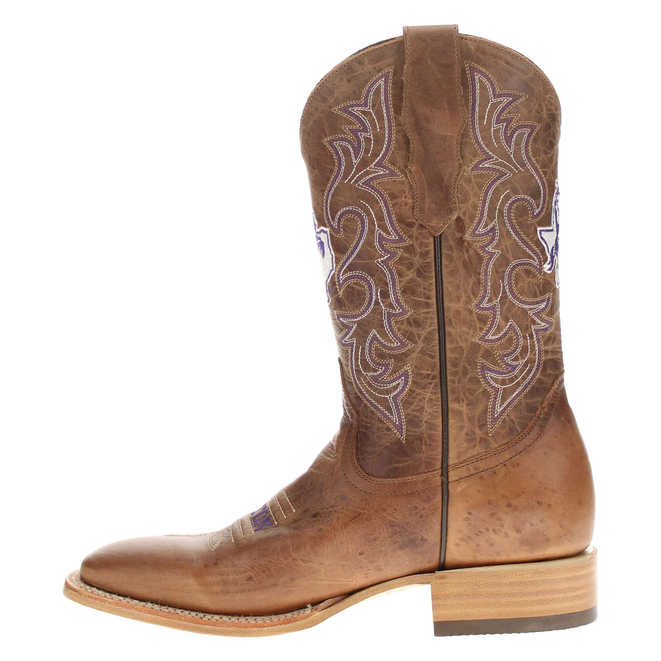 Men's Tarleton State University Tan Sqaure Toe Cowboy Boots by Vaccari