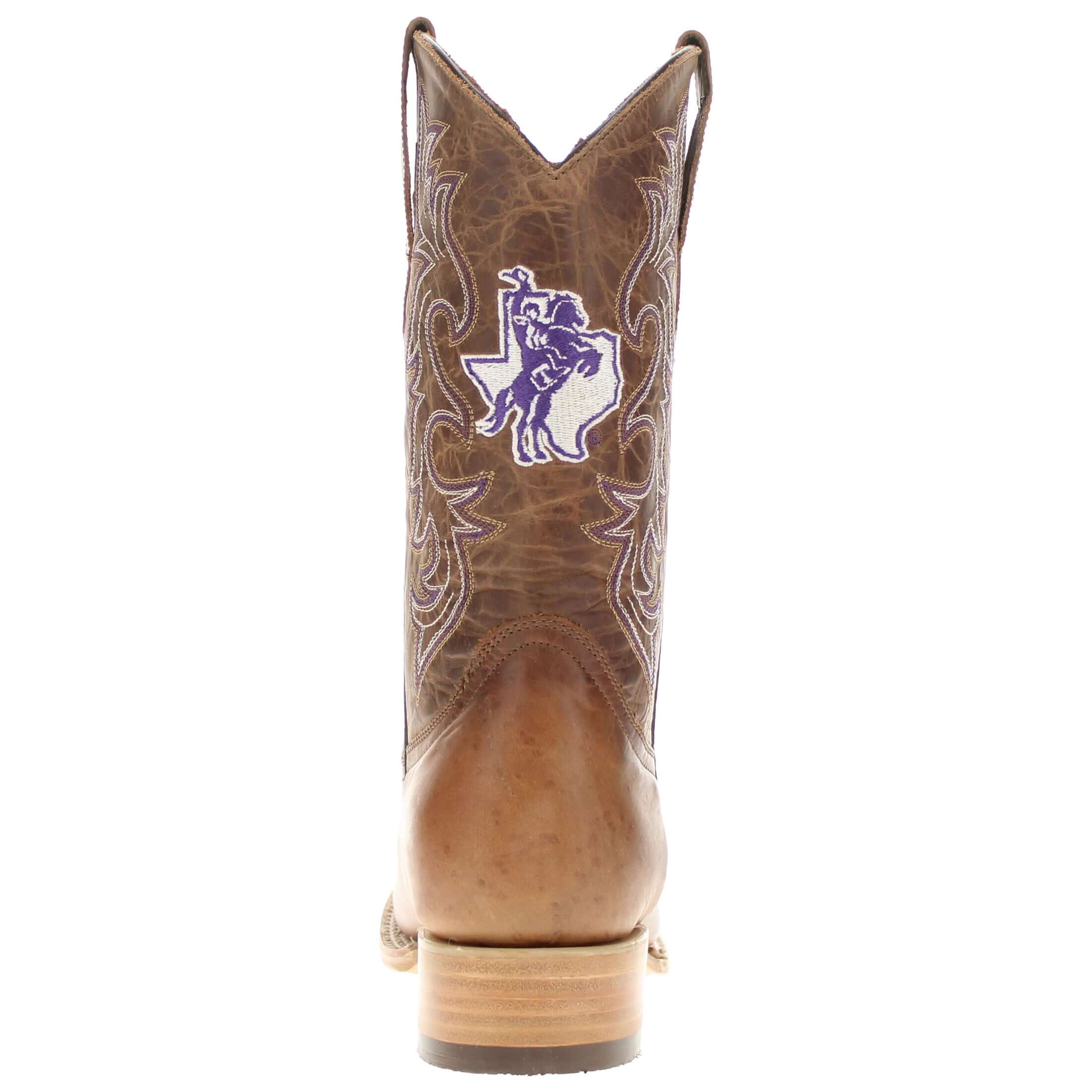 Men's Tarleton State University Tan Sqaure Toe Cowboy Boots by Vaccari