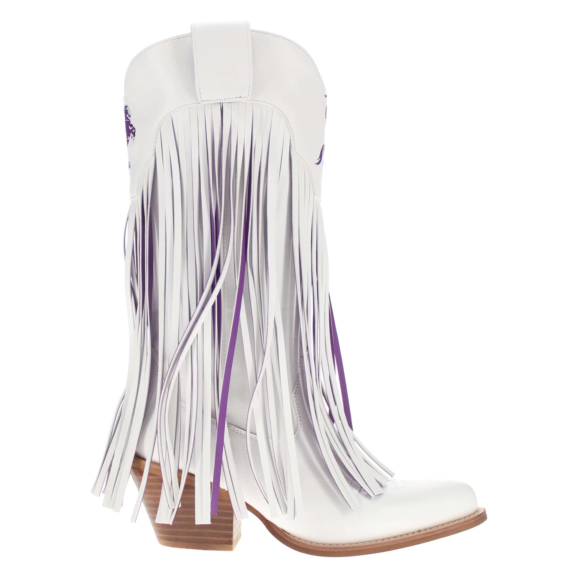 Tarleton State University Kacey White Fringe Boot by V By Vaccari