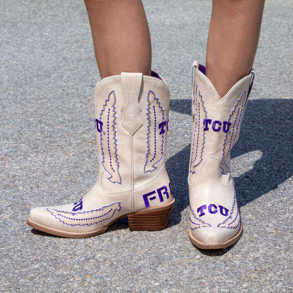 TCU Bone Cowgirl Boots Mimi by V by Vaccari
