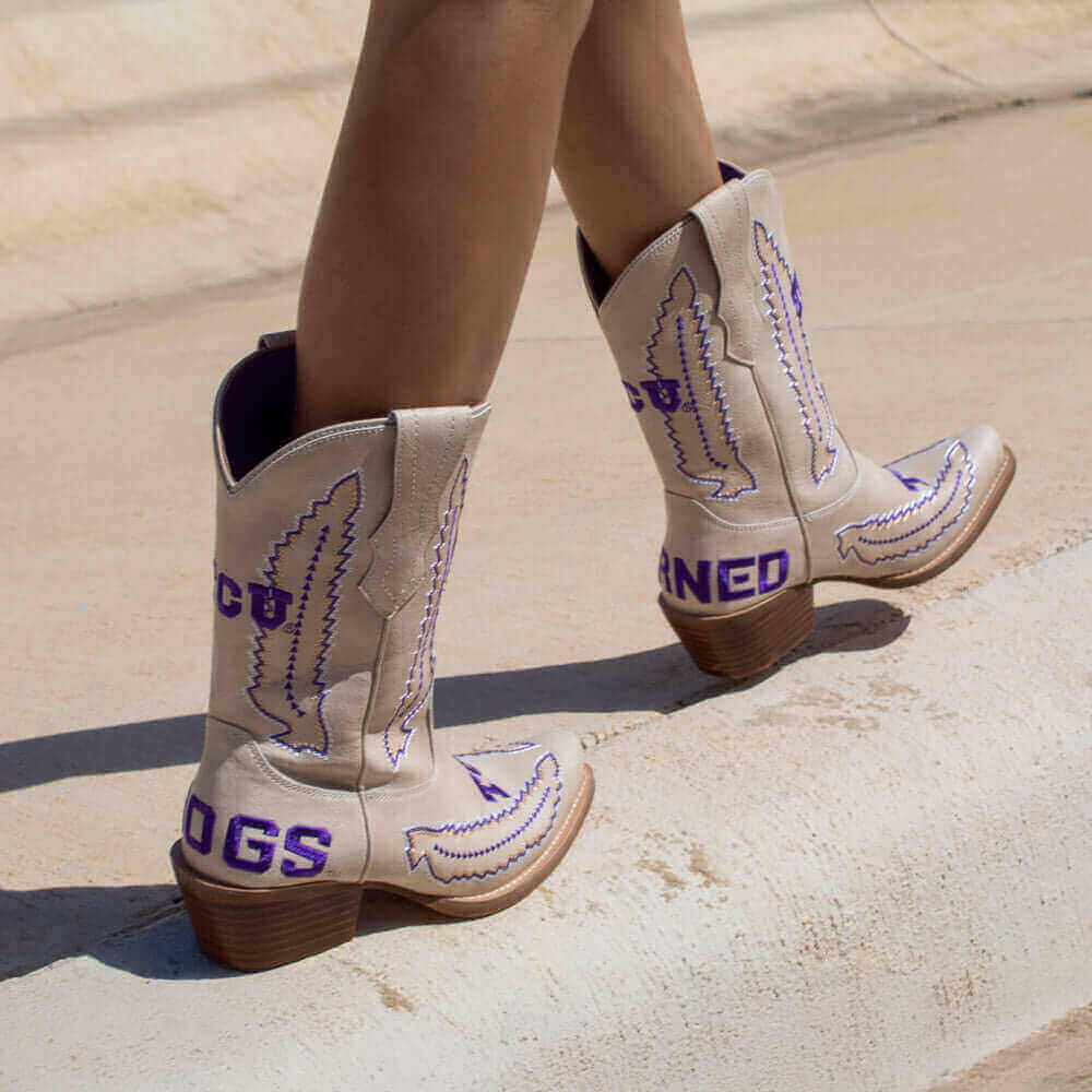 TCU Bone Cowgirl Boots Mimi by V by Vaccari