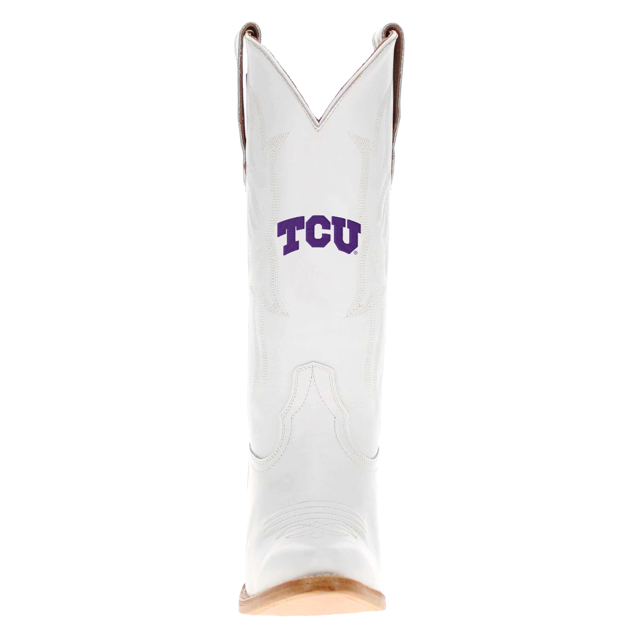 Women's Texas Christan University White Cowgirl Boots Leighton by Vaccari University