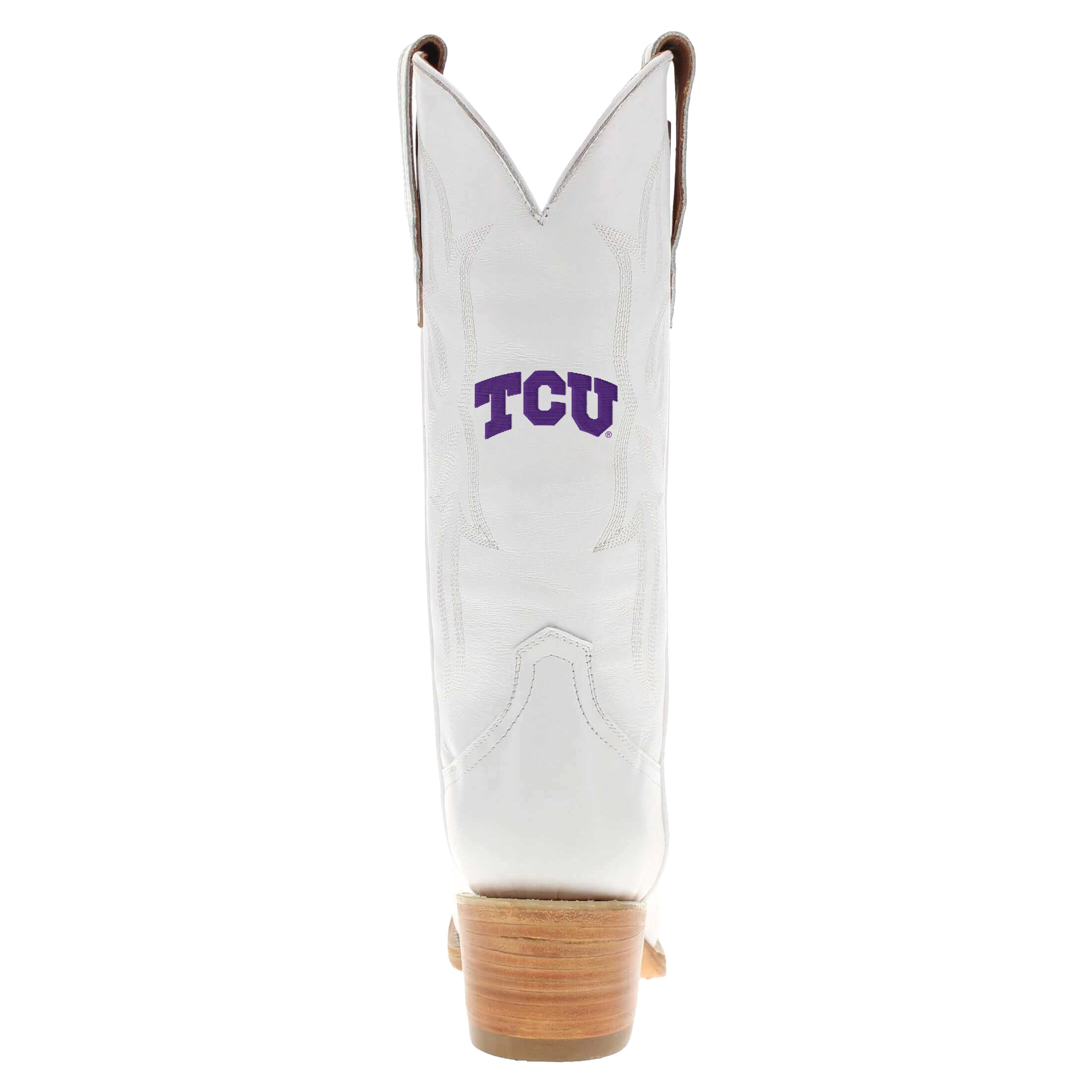 Women's Texas Christan University White Cowgirl Boots Leighton by Vaccari University