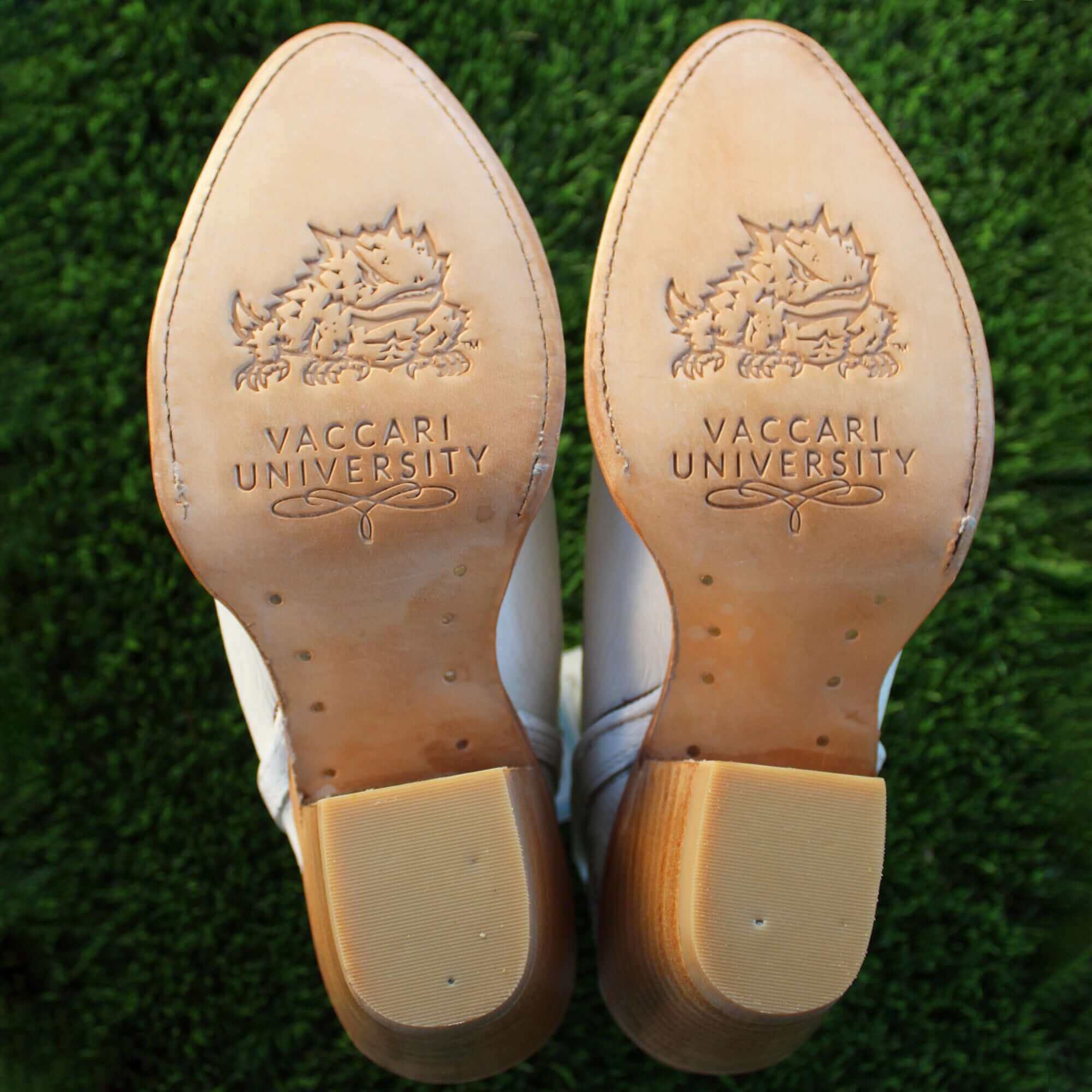 Women's Texas Christian University White Pointed Toe Booties by Vaccari