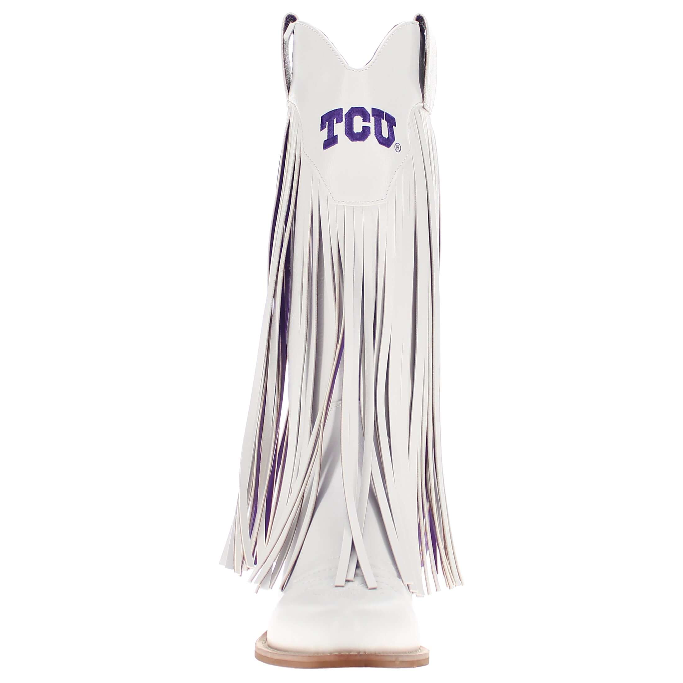 Texas Christian University Kacey White Fringe Boot By V By Vaccari