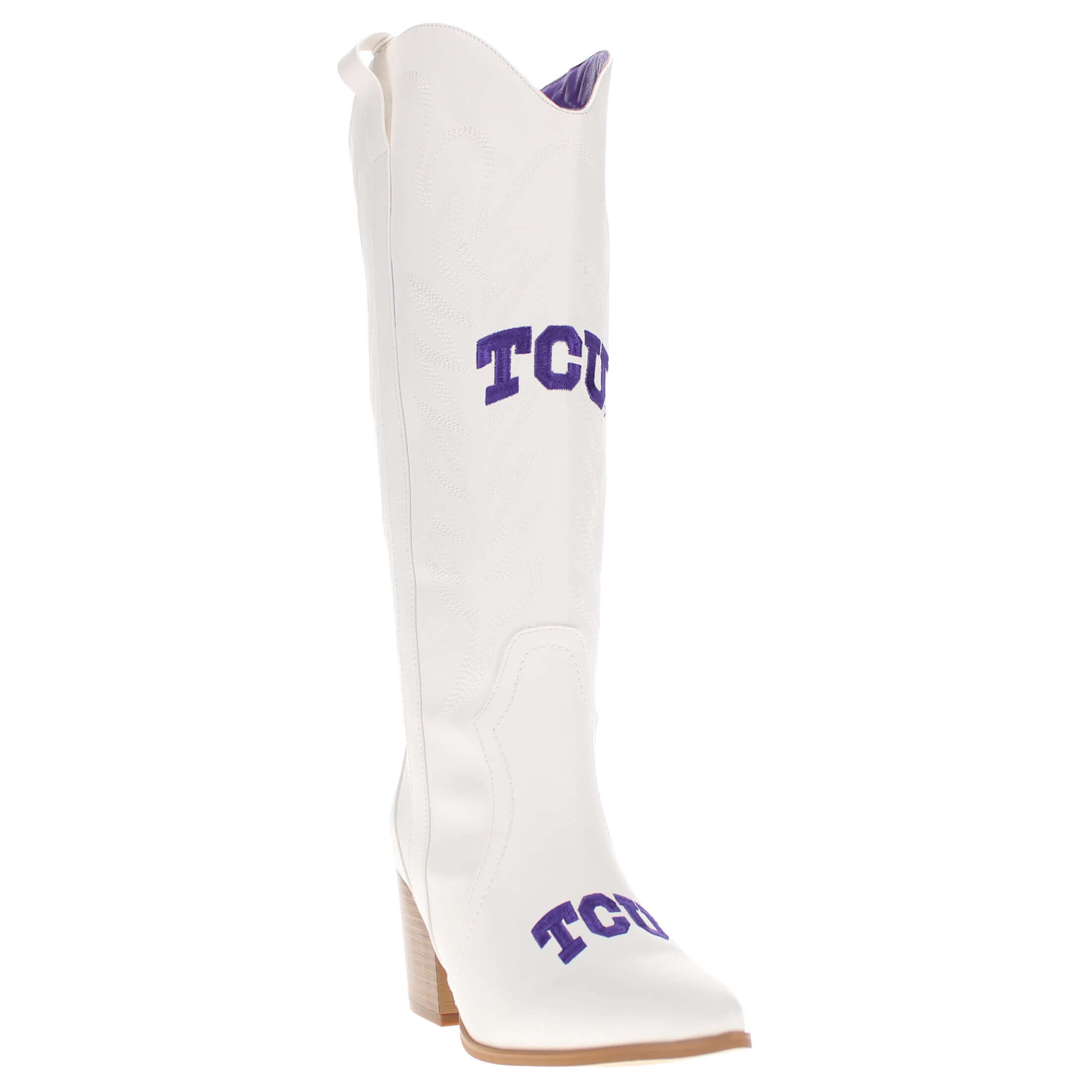 Texas Christian University Blair Tall White Boot By V By Vaccari