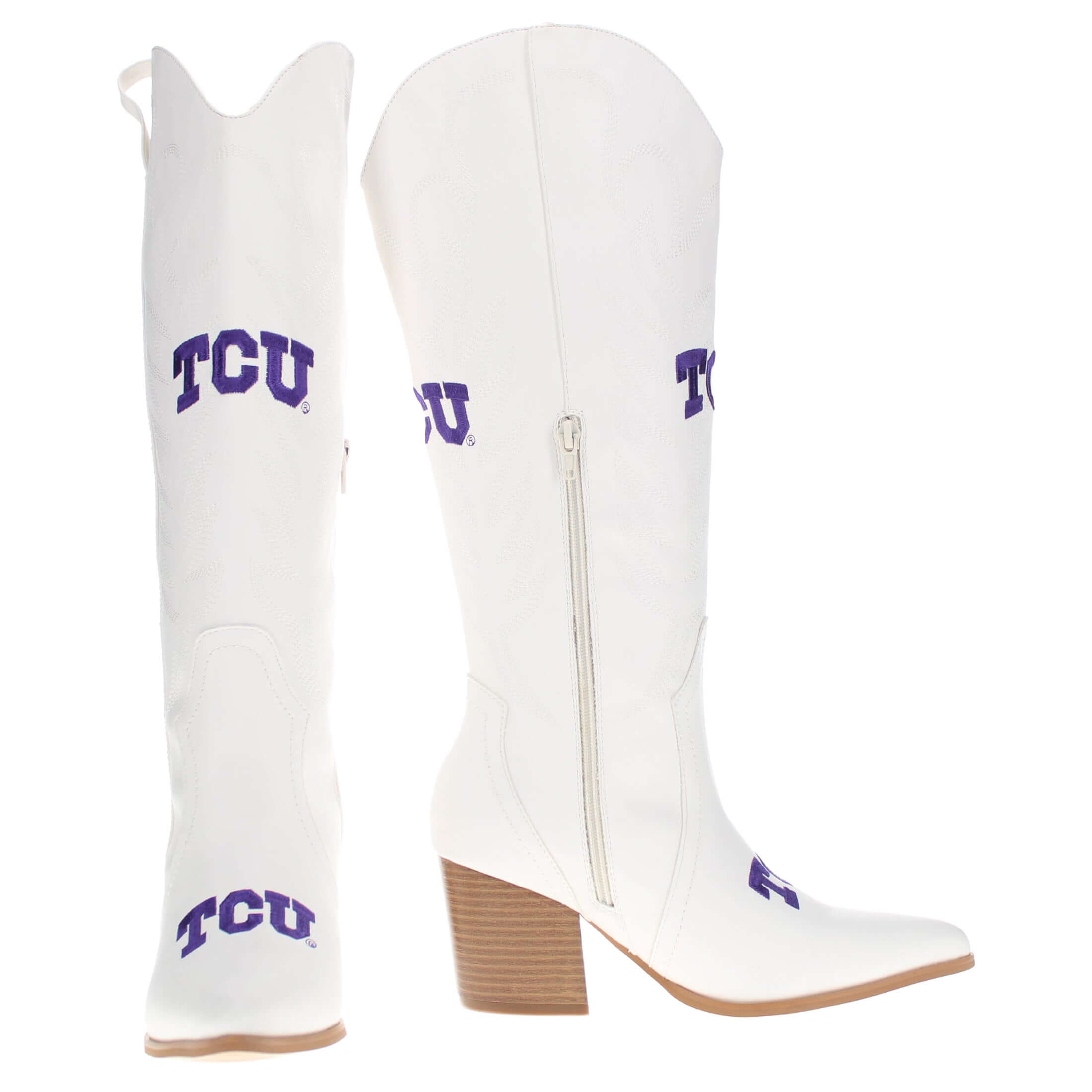 Texas Christian University Blair Tall White Boot By V By Vaccari