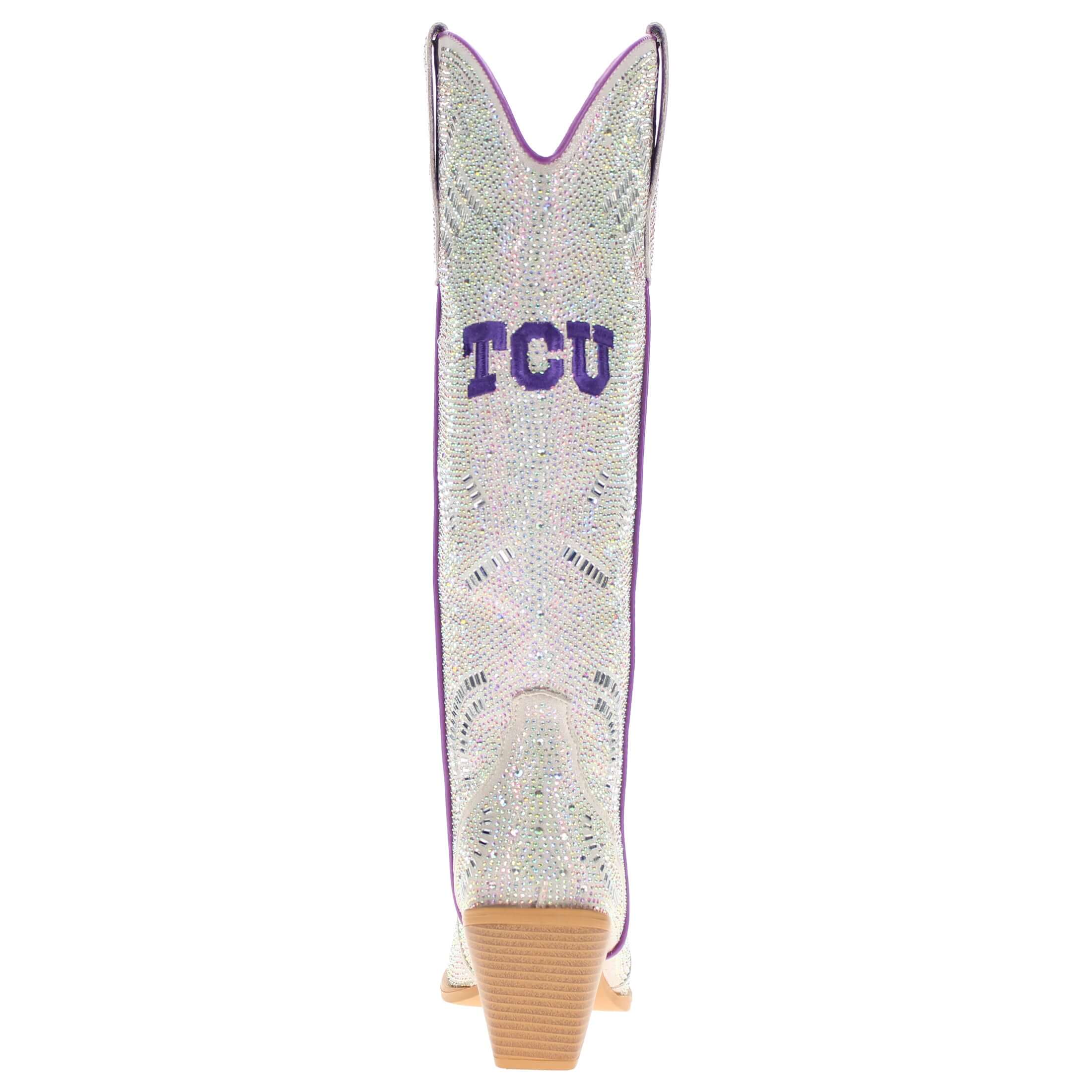 Women's Texas Christian University Natural Tall Bling Cowgirl Boots Amber by V by Vaccari