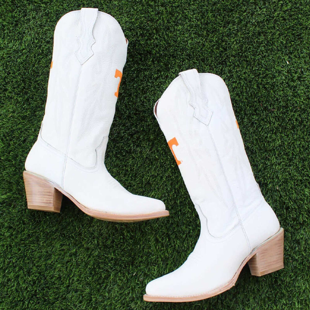Women's University of Tennessee All White Pointed Toe Cowgirl Boots Leighton Vaccari University