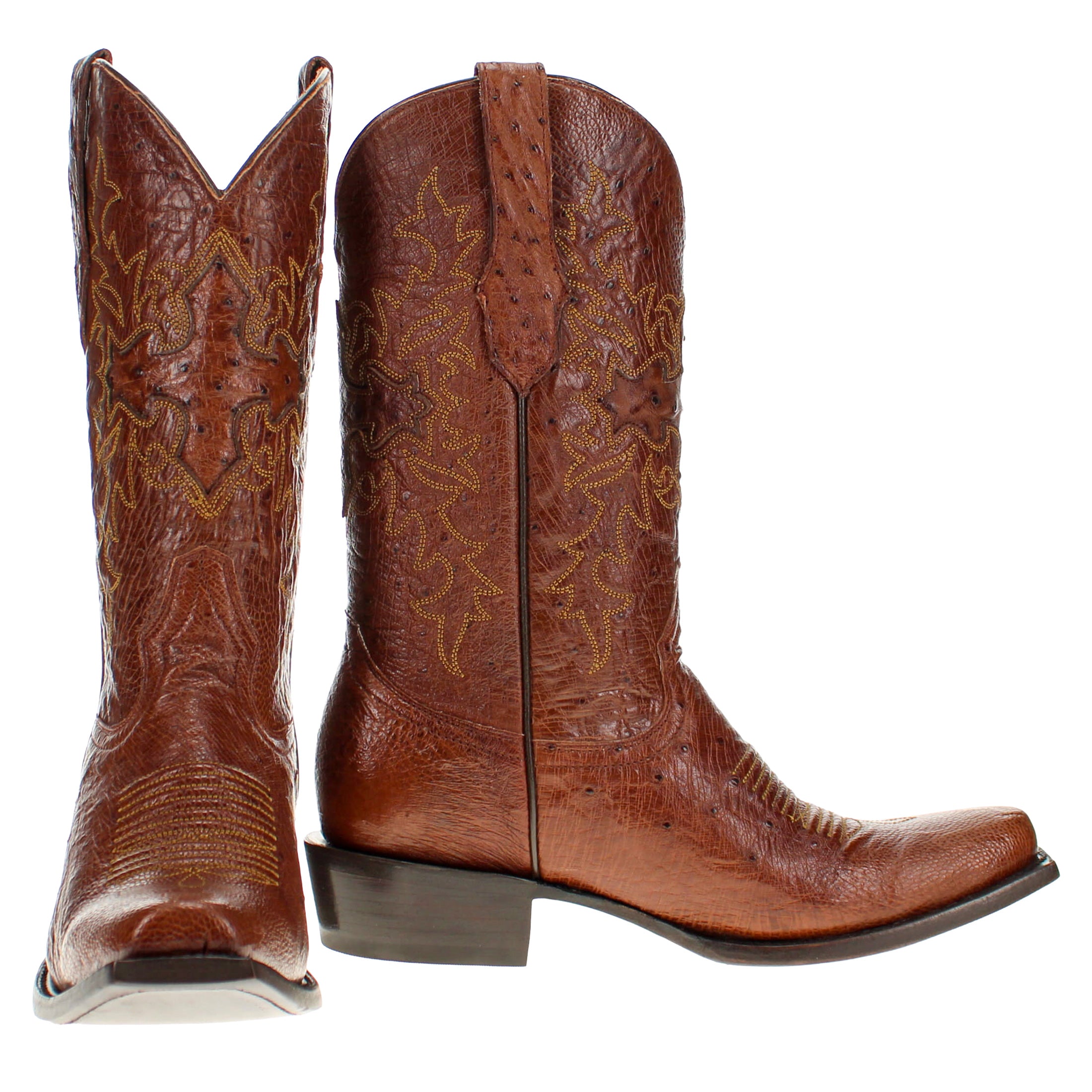 Men's Mocha Full Smooth Ostrich JW Cowboy Boots by Vaccari