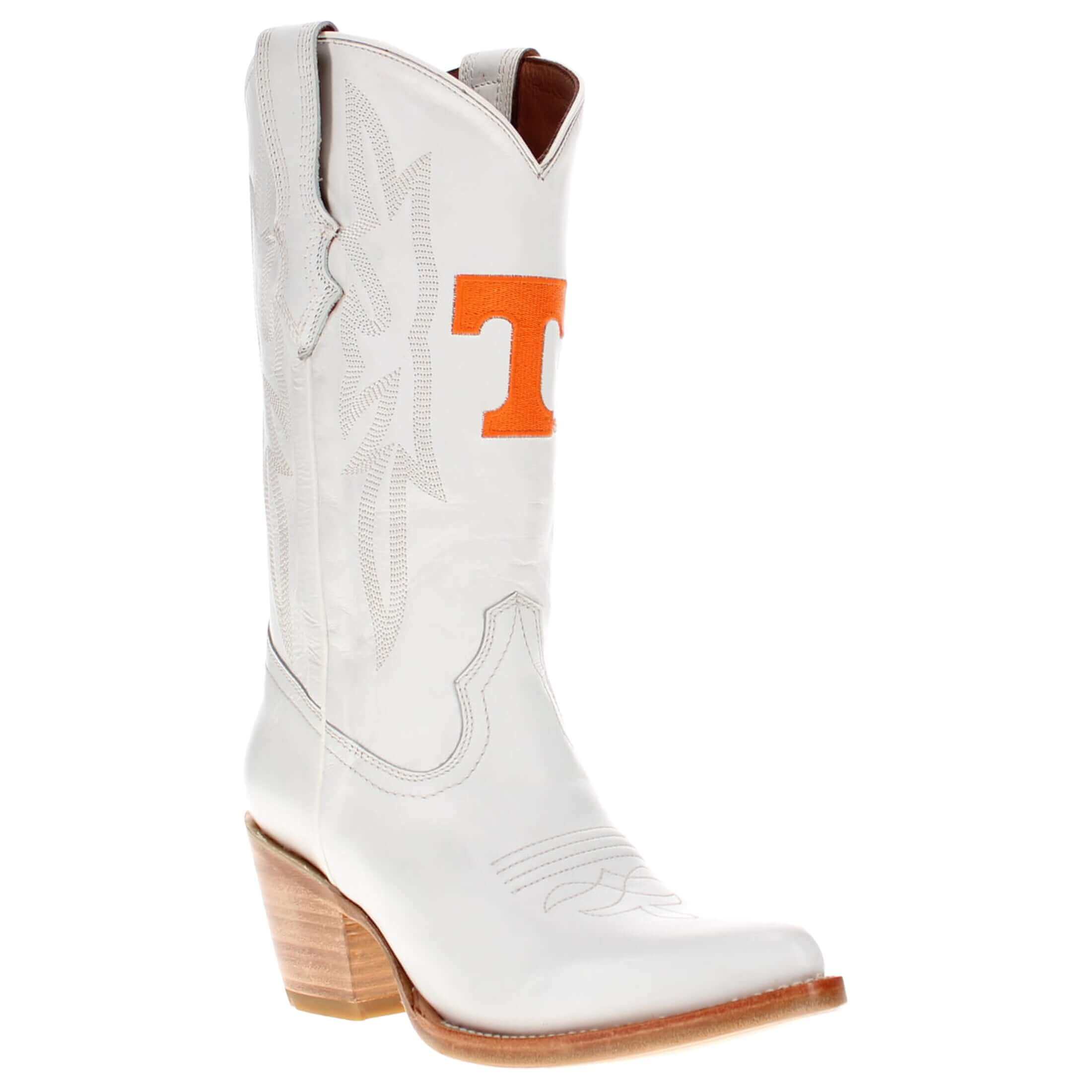 Women's University of Tennessee All White Pointed Toe Cowgirl Boots Leighton Vaccari University