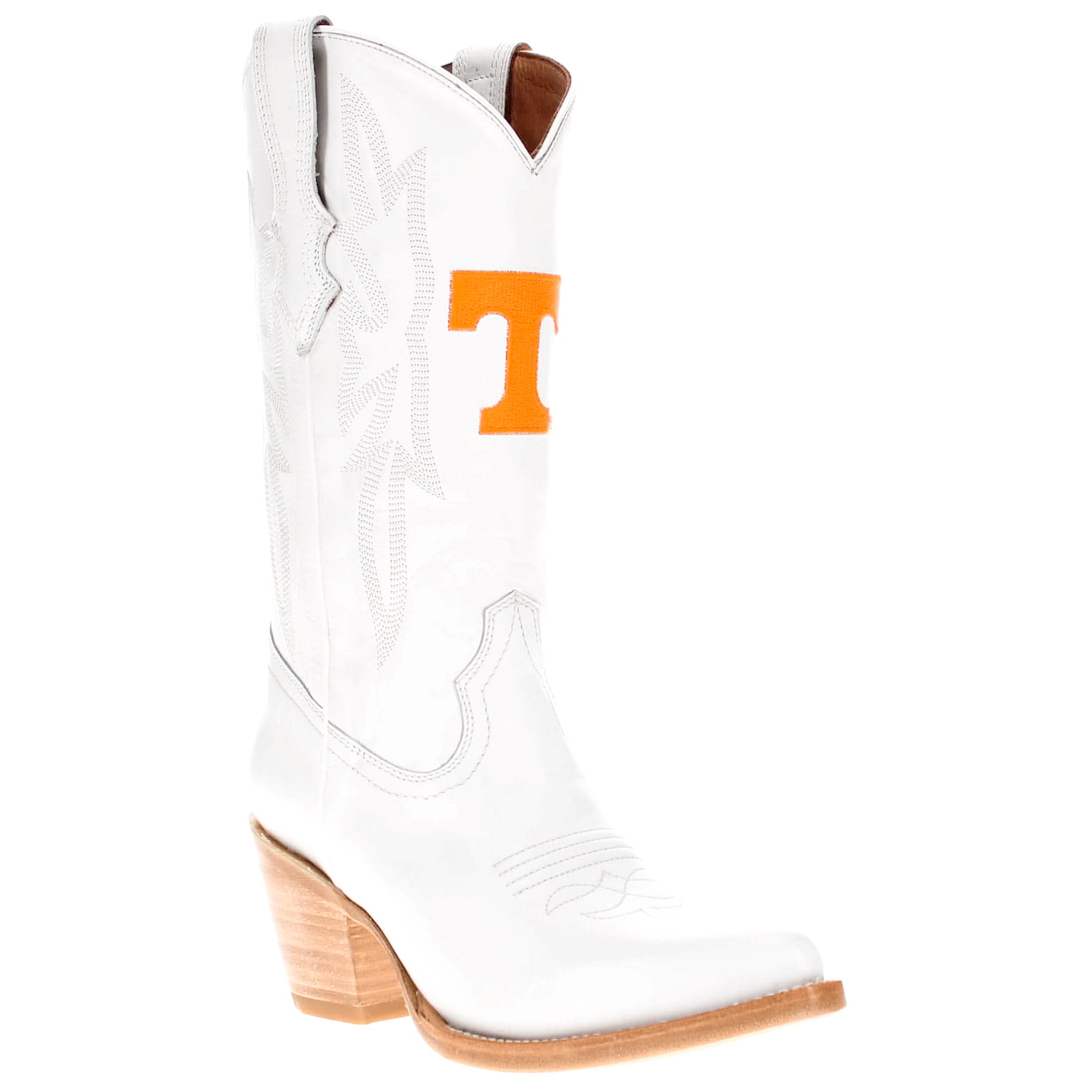 Women's University of Tennessee All White Pointed Toe Cowgirl Boots Leighton Vaccari University