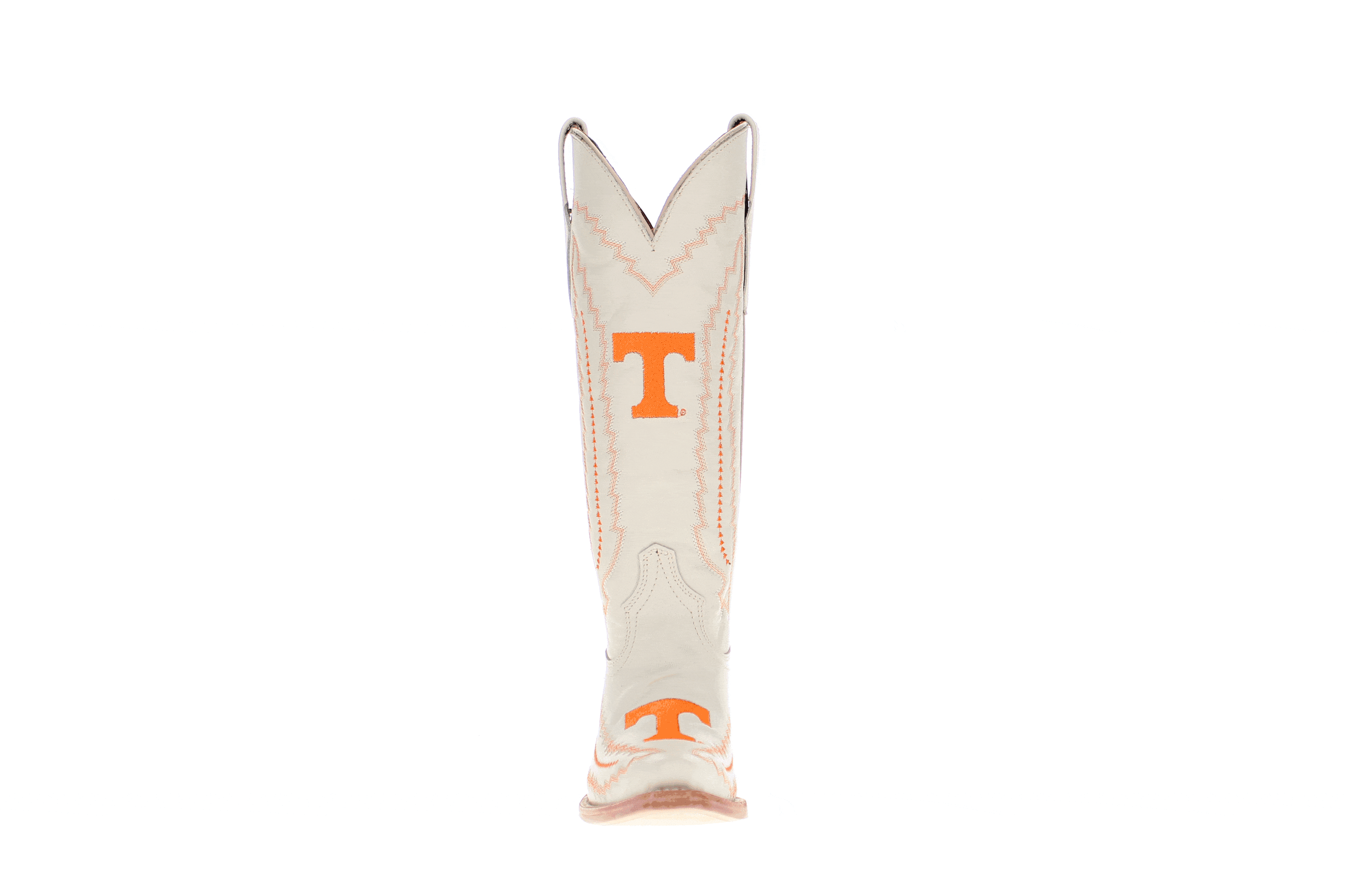 Women's University of Tennessee Cowgirl Boots Bone Leather Snip Toe Boots by Vaccari