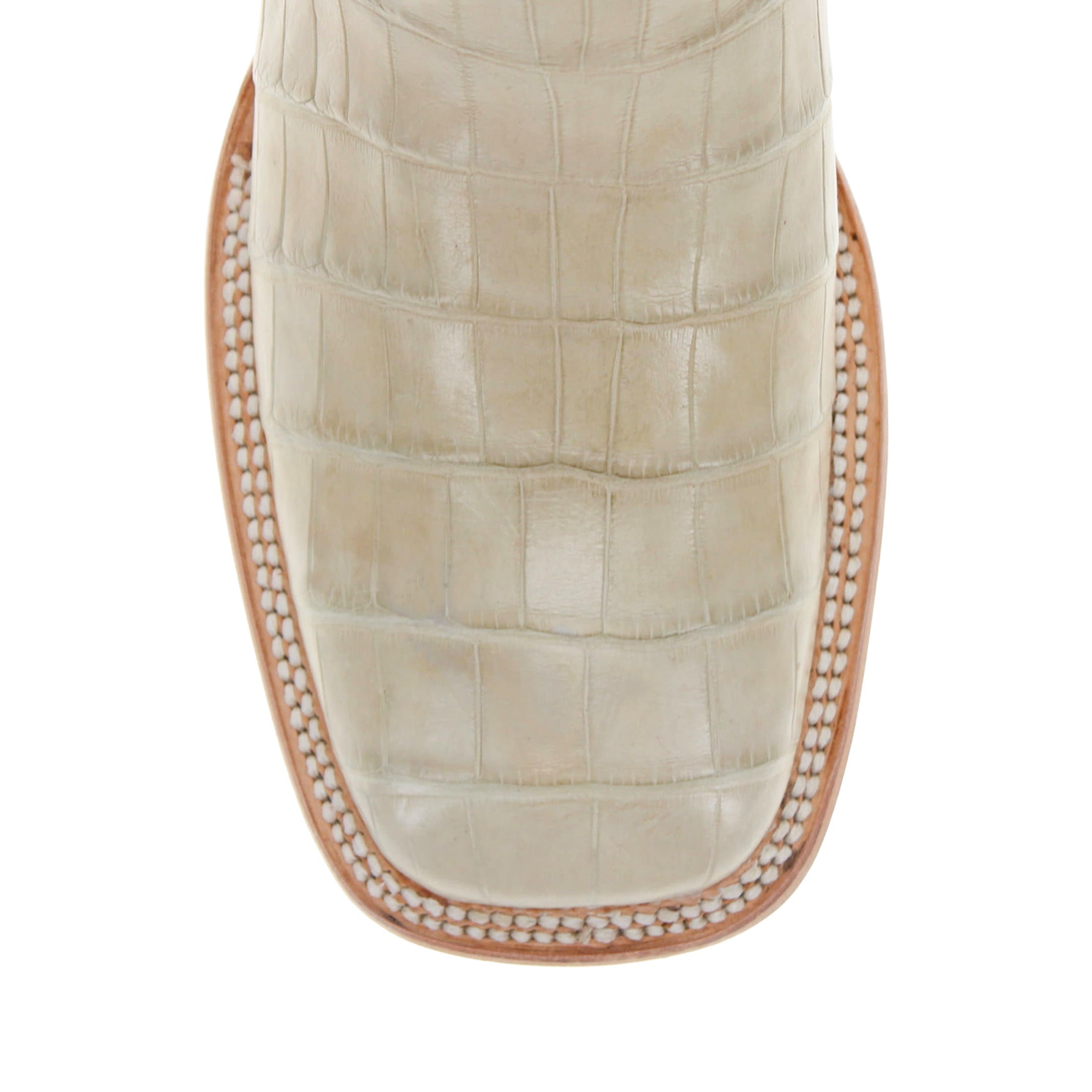 Men's Bone American Alligator Belly Square Toe Cowboy Boots by Vaccari