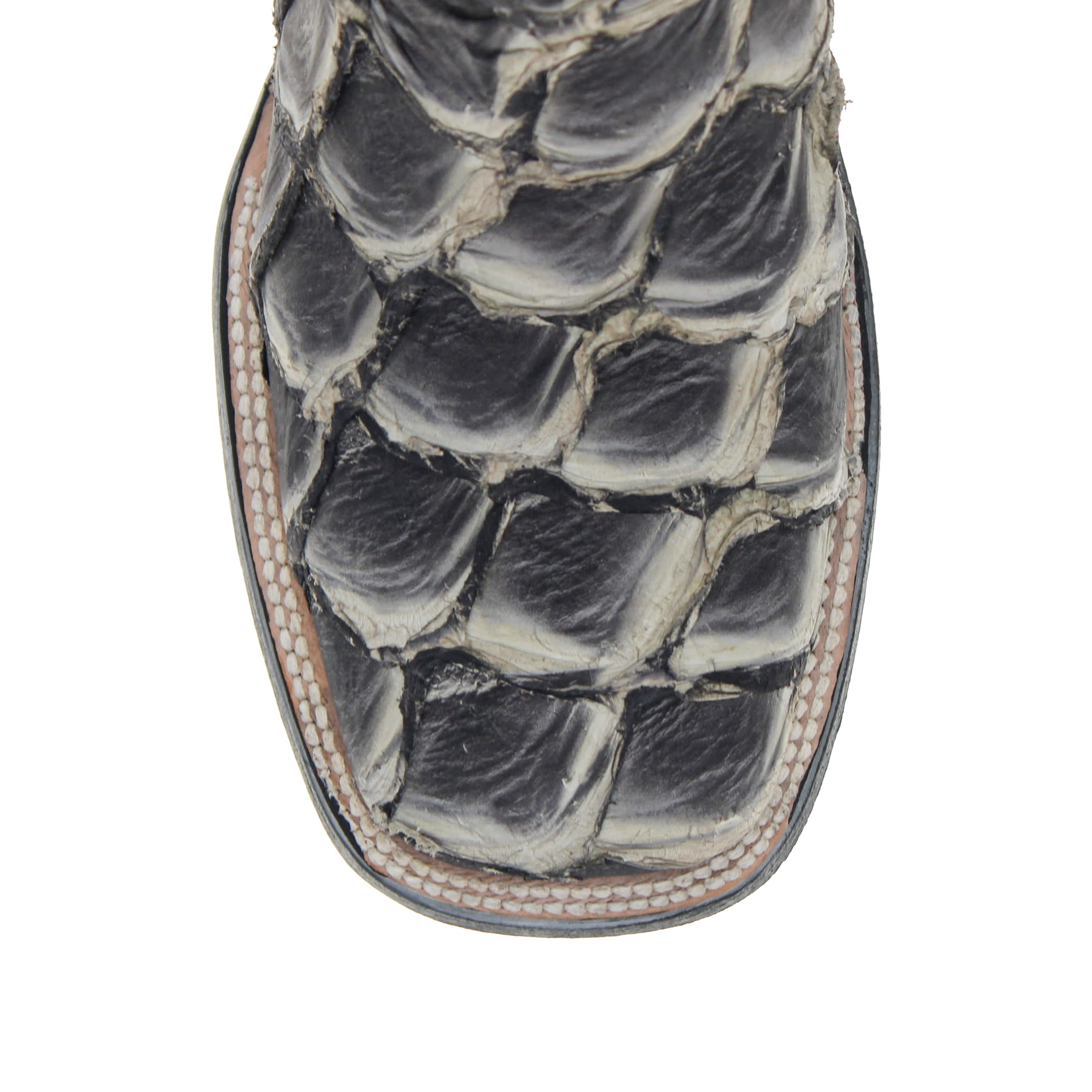 Men's Rustic Gray Pirarucu Fish Square Toe Cowboy Boots by Vaccari