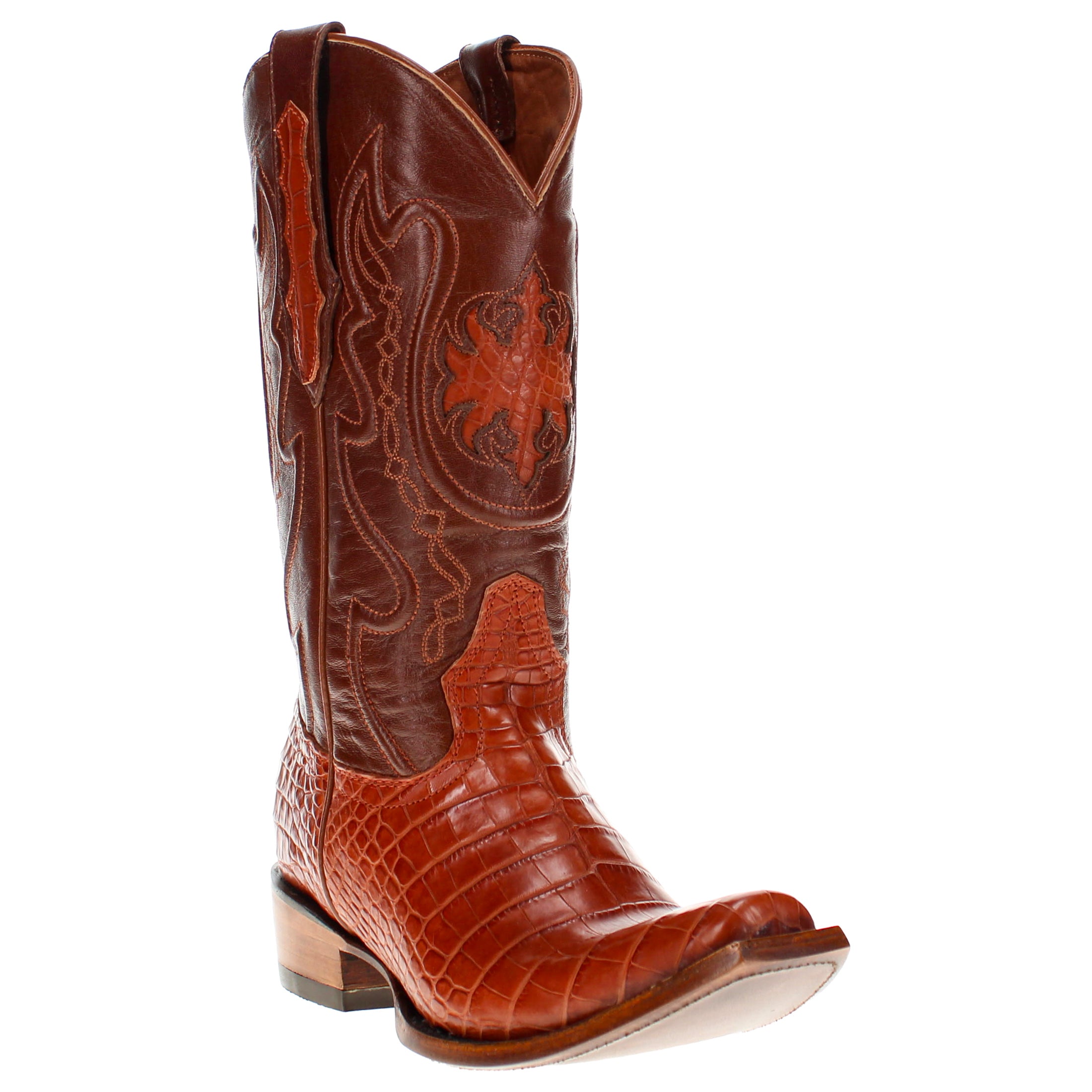 Men's Cognac American Alligator Belly JW Toe Cowboy Boots by Vaccari