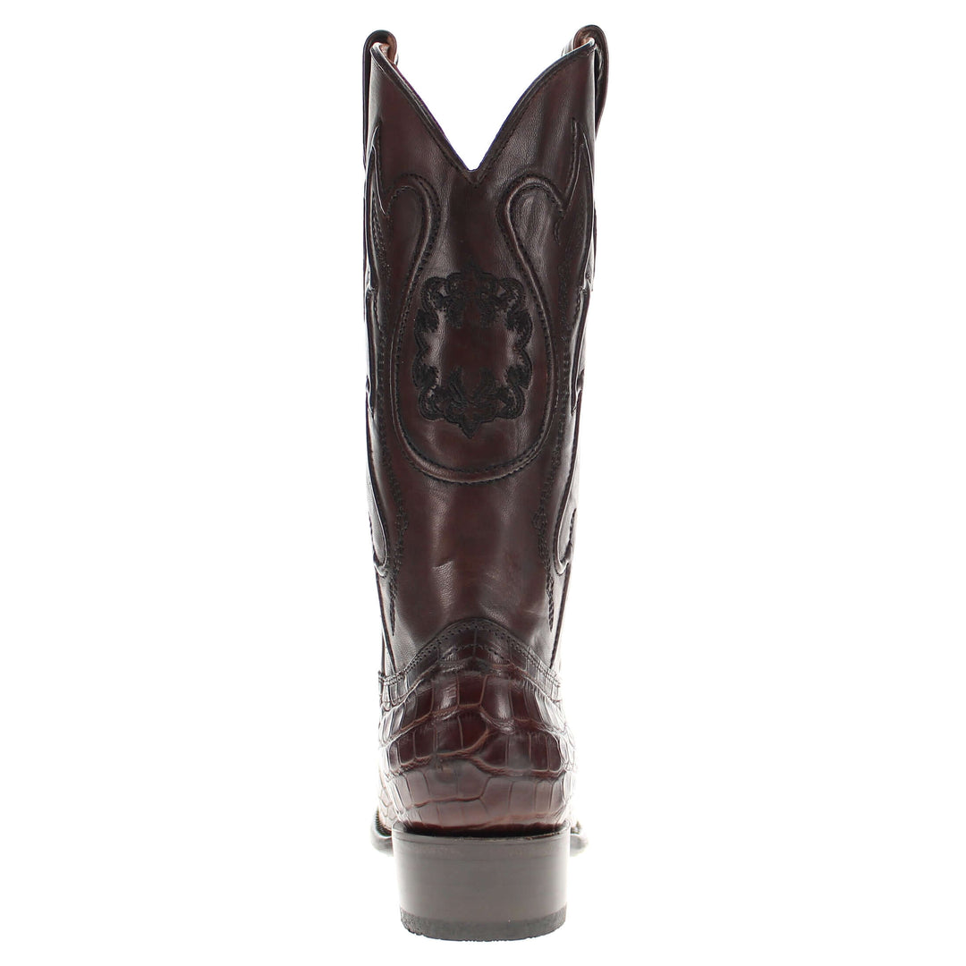 Mens Brown American Alligator Belly Round Toe Cowboy Boots That Look Similar to Caiman Crocodile Leather