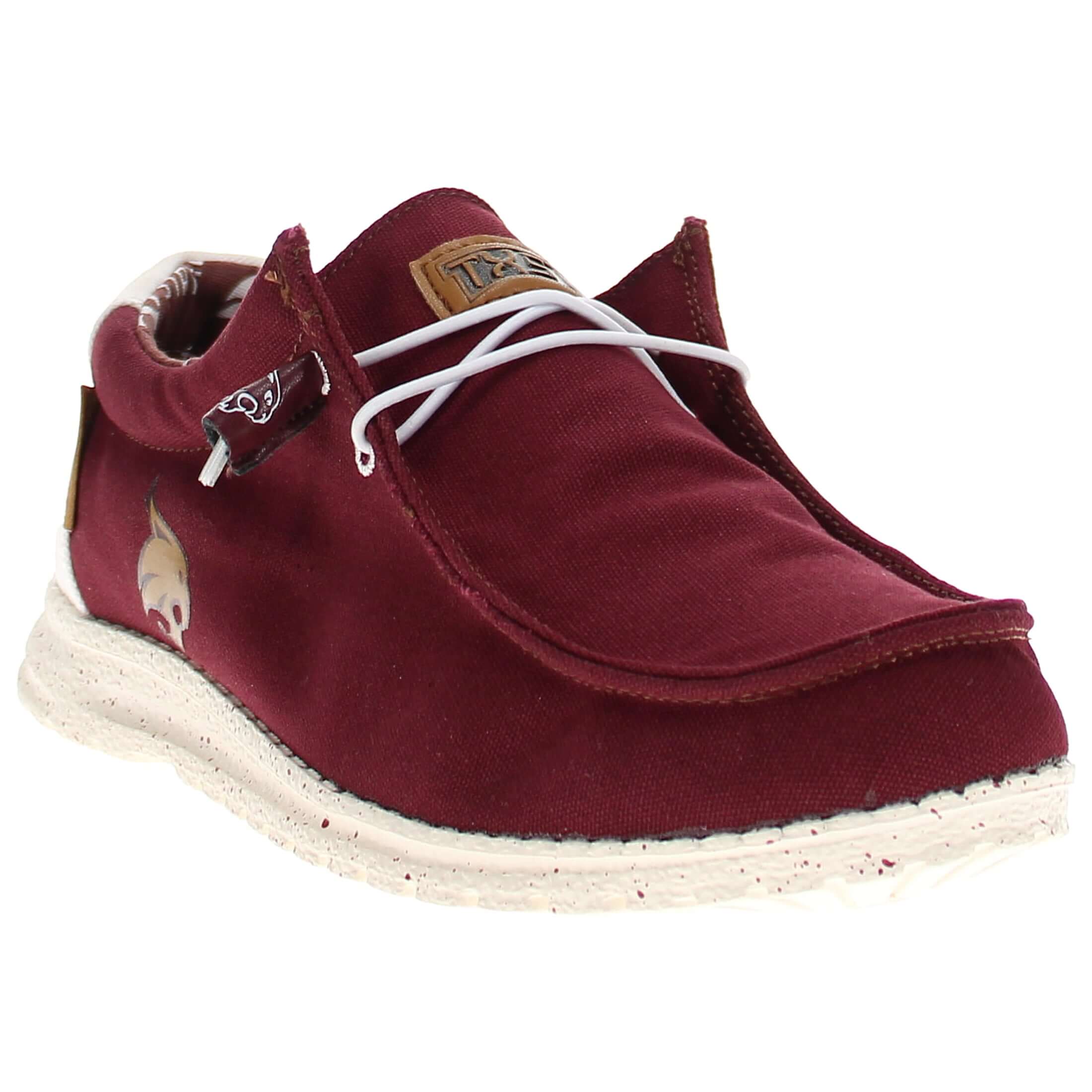 Men's Texas State University Bobcats Maroon Canvas Shoes by Vaccari