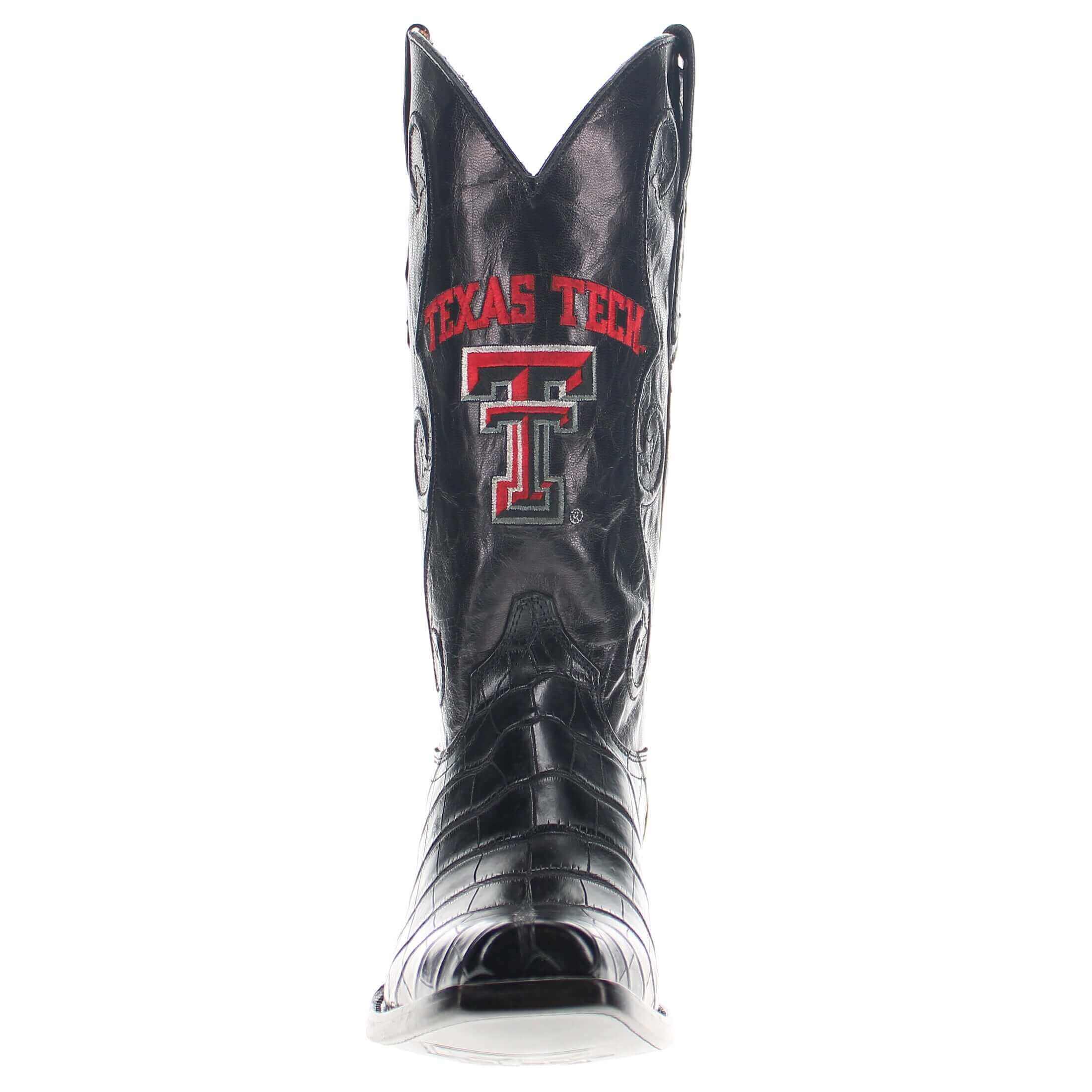 Men's Texas Tech Red Raiders Black American Alligator Belly Cowboy Boots James by Vaccari #select-a-toe_jw