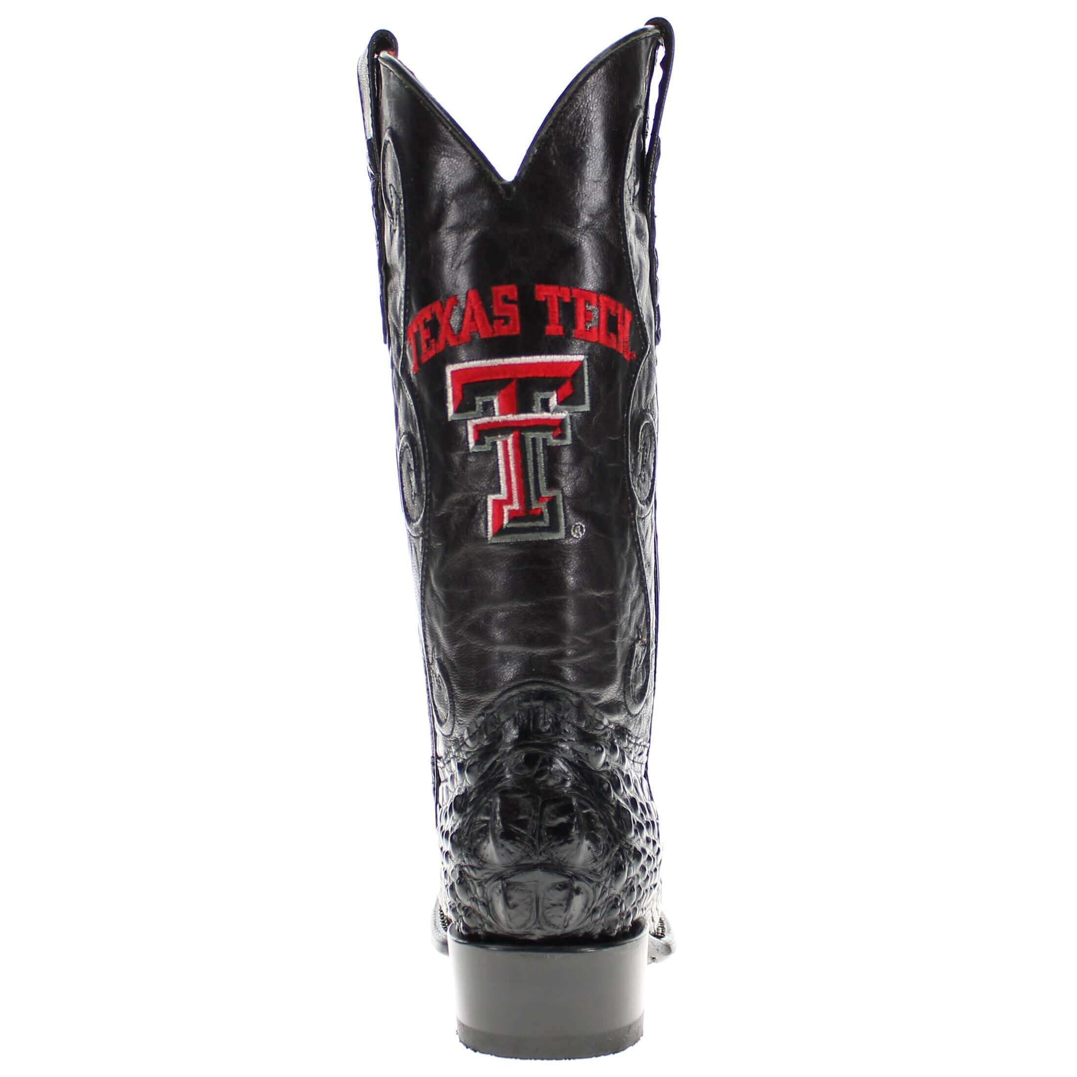 Men's Texas Tech University Red Raiders Black Hornback American Alligator Cowboy Boots David by Vaccari #select-a-toe_round