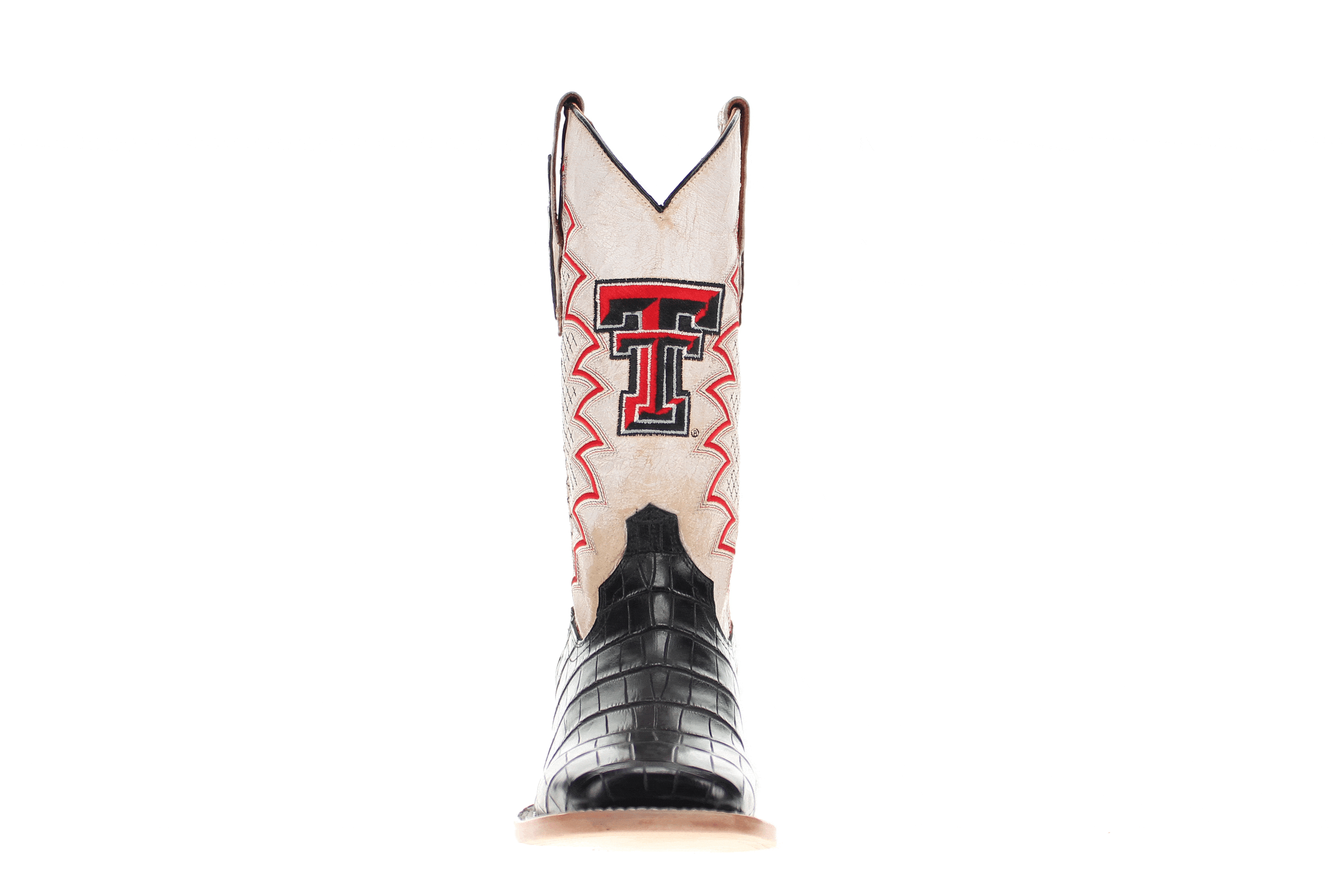 Men's Texas Tech University Red Raiders Cowboy Boots | Black Square Toe American Alligator Boots | Officially Licensed | Parker