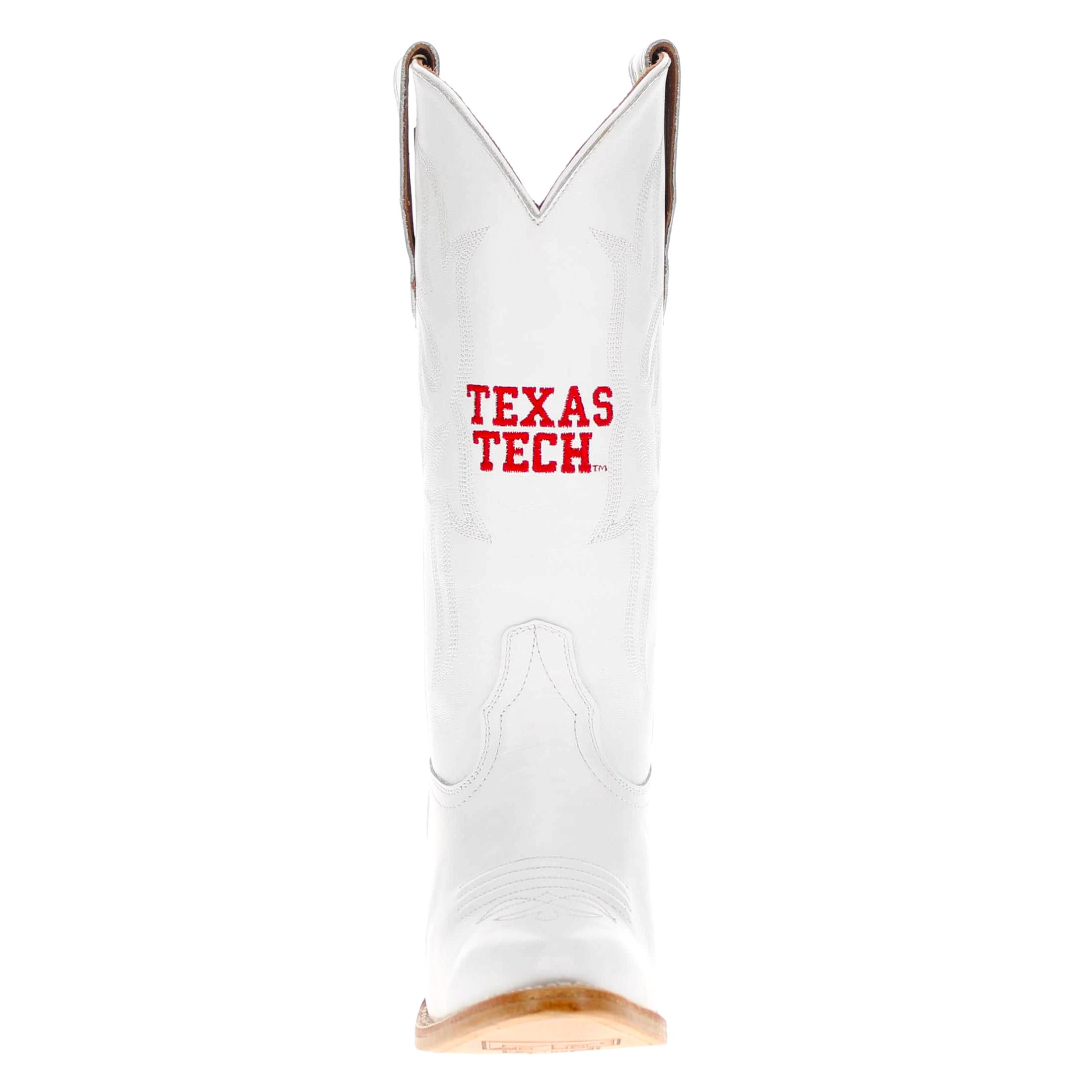 Women's Texas Tech Red Raiders All White Pointed Toe Cowgirl Boots Leighton Vaccari University