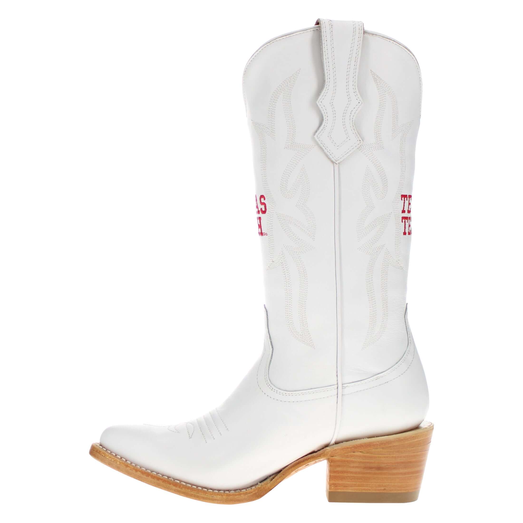 Women's Texas Tech University White Boot Leighton Less Than Prefect by Vaccari University