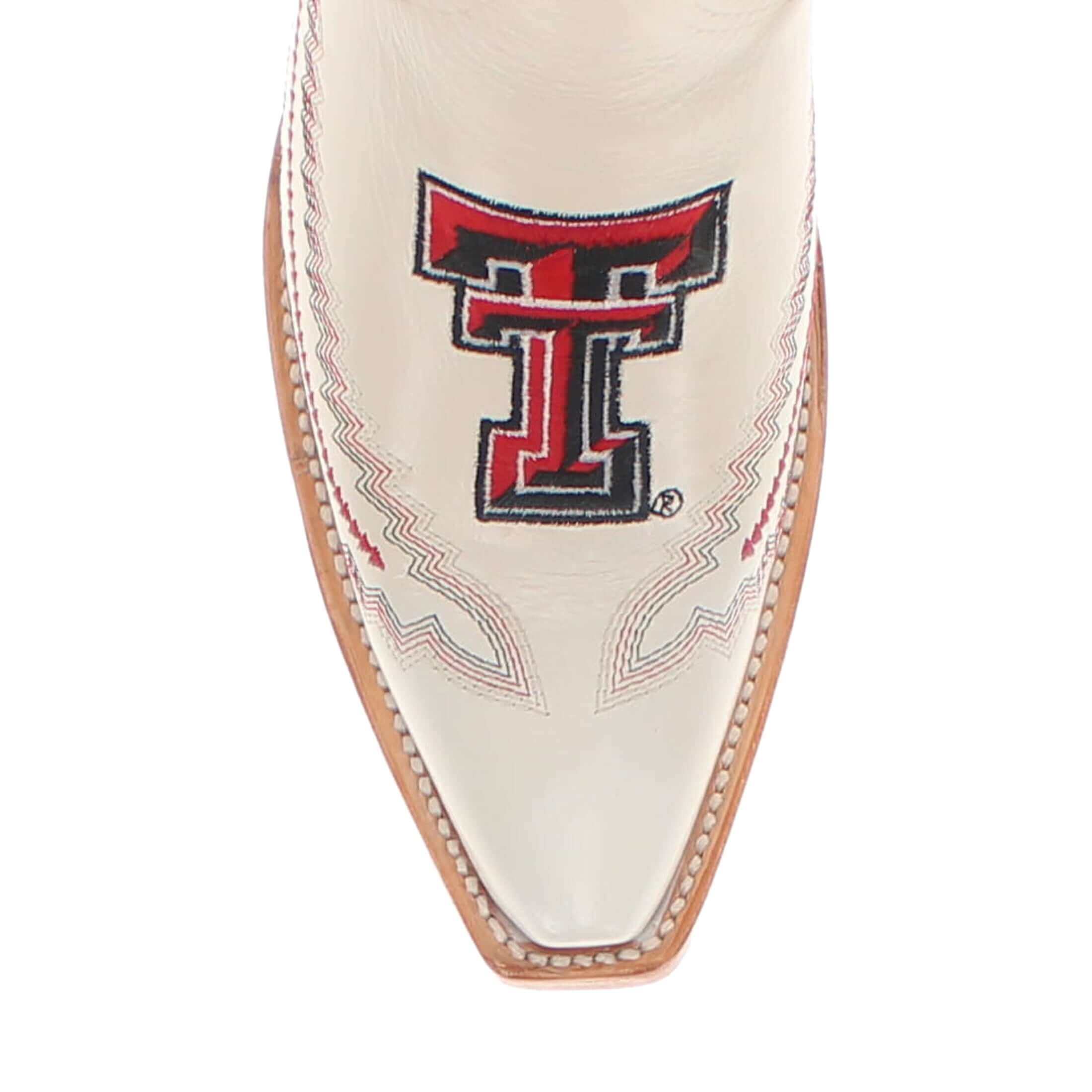 Women's Texas Tech Red Raiders Bone Leather Cowgirl Snip Toe Boots by Vaccari
