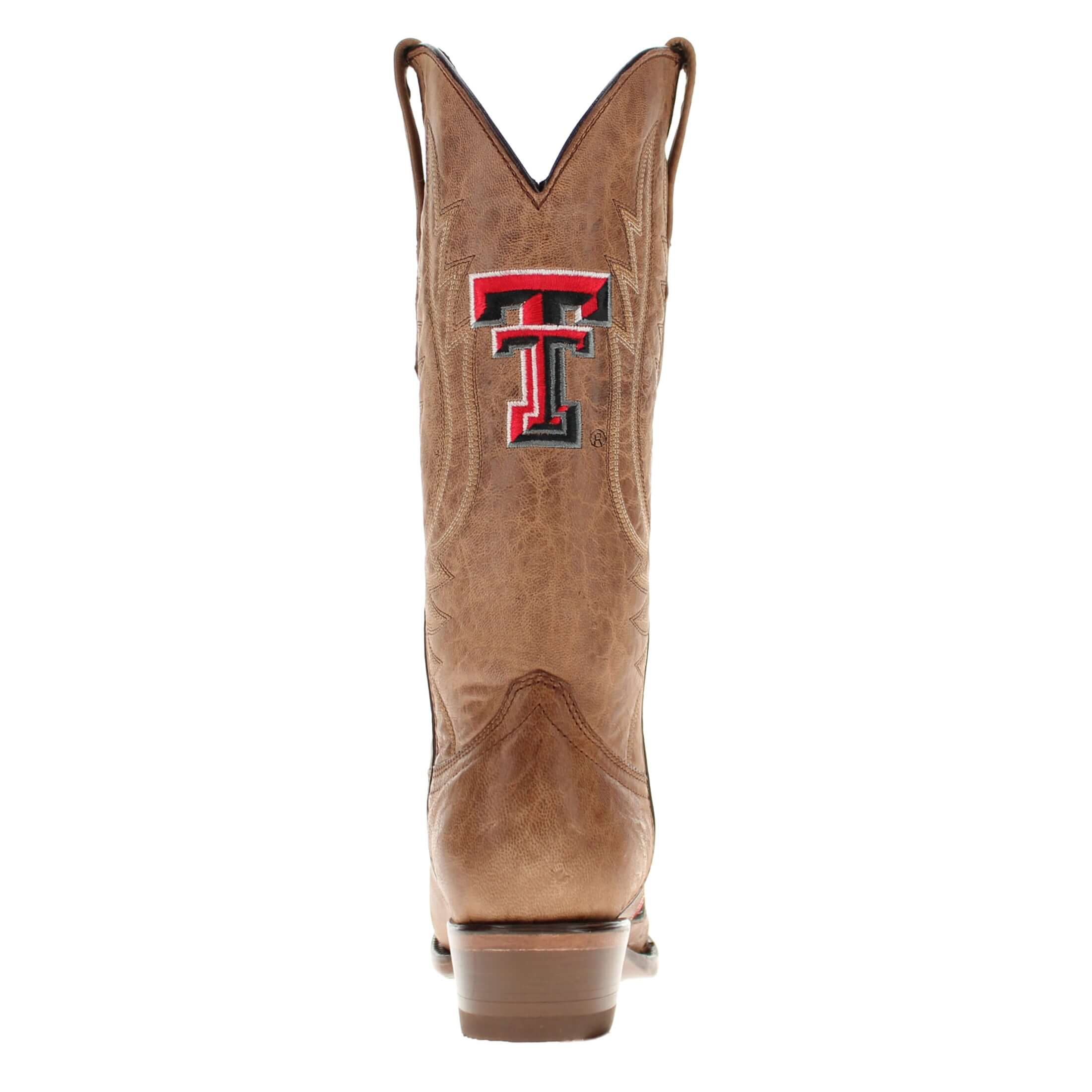 Women's Texas Tech Red Raiders Tan Leather Snip Toe Cowgirl Boots by Vaccari