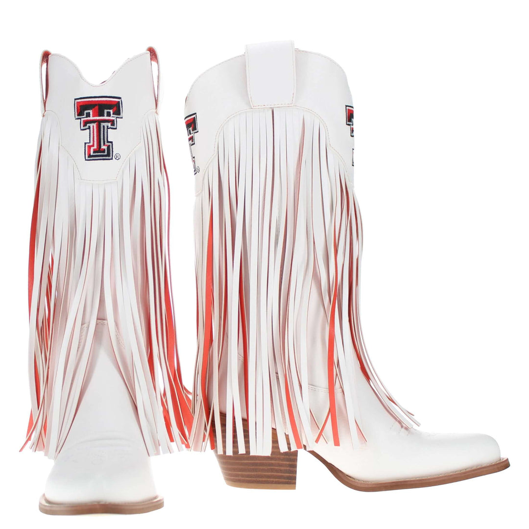 Texas Tech University Kacey White Fringe Boot By V By Vaccari