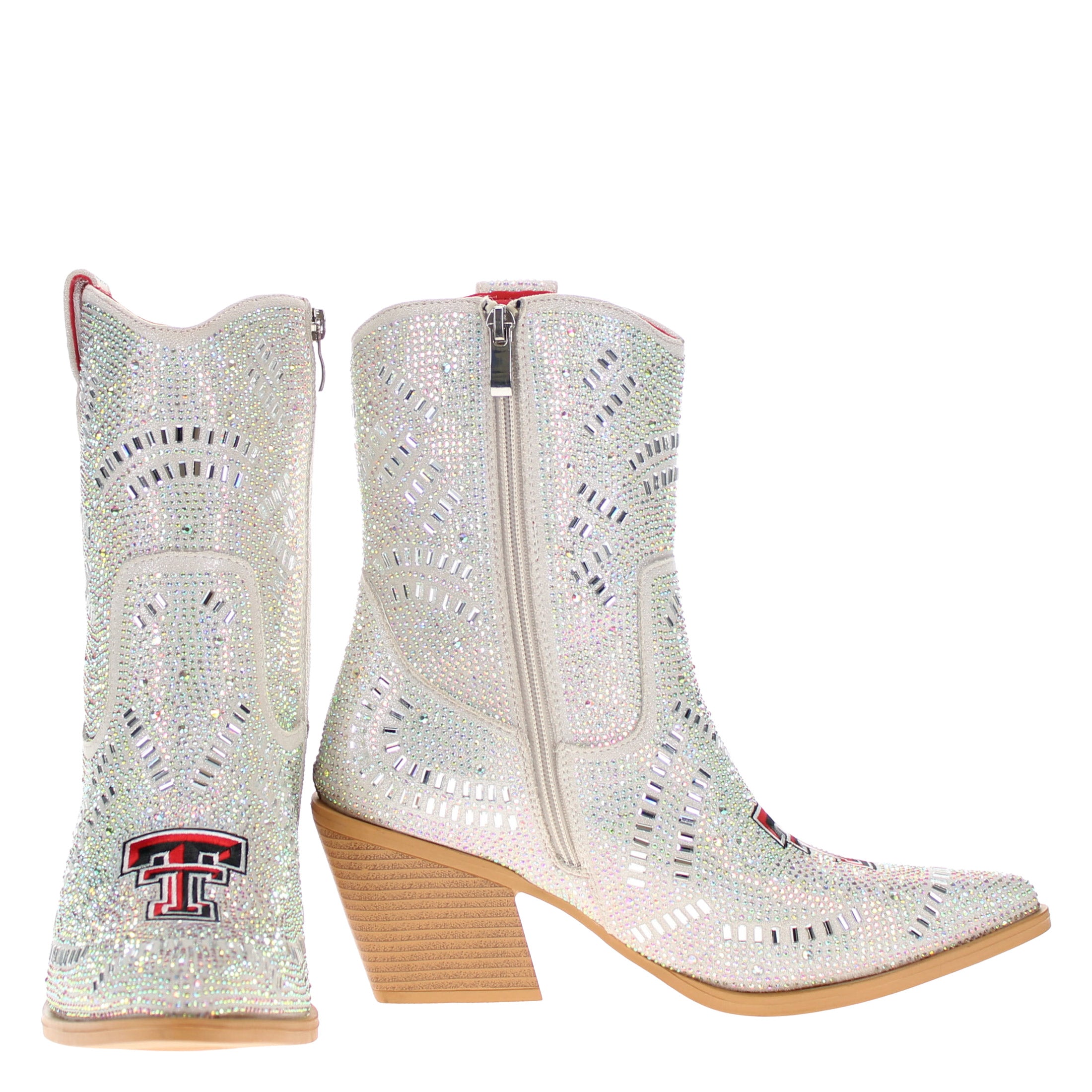 Women's Texas Tech University Natural Bling Cowgirl Booties Jade by V by Vaccari