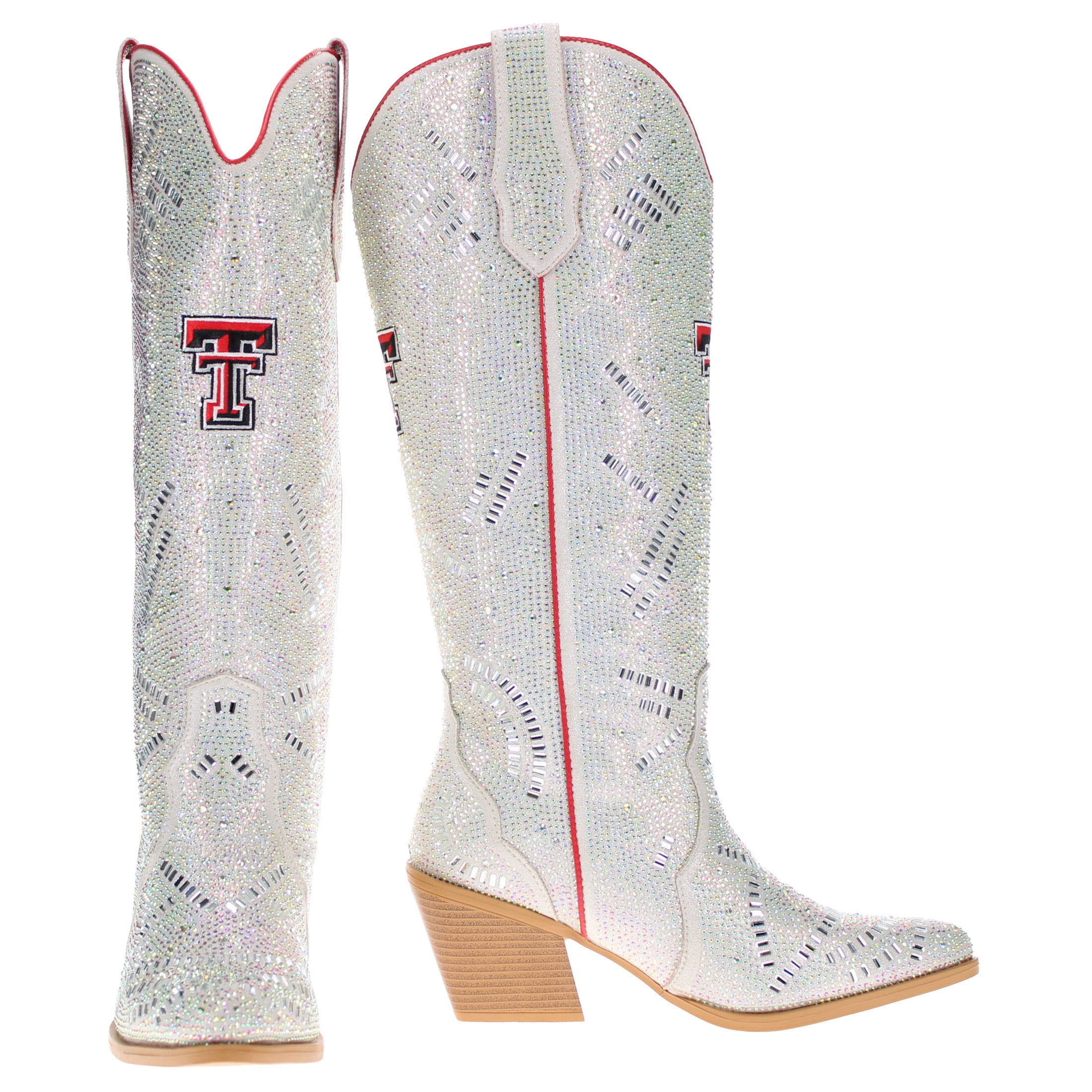 Women's Texas Tech University Natural Tall Bling Cowgirl Boots Amber by V by Vaccari