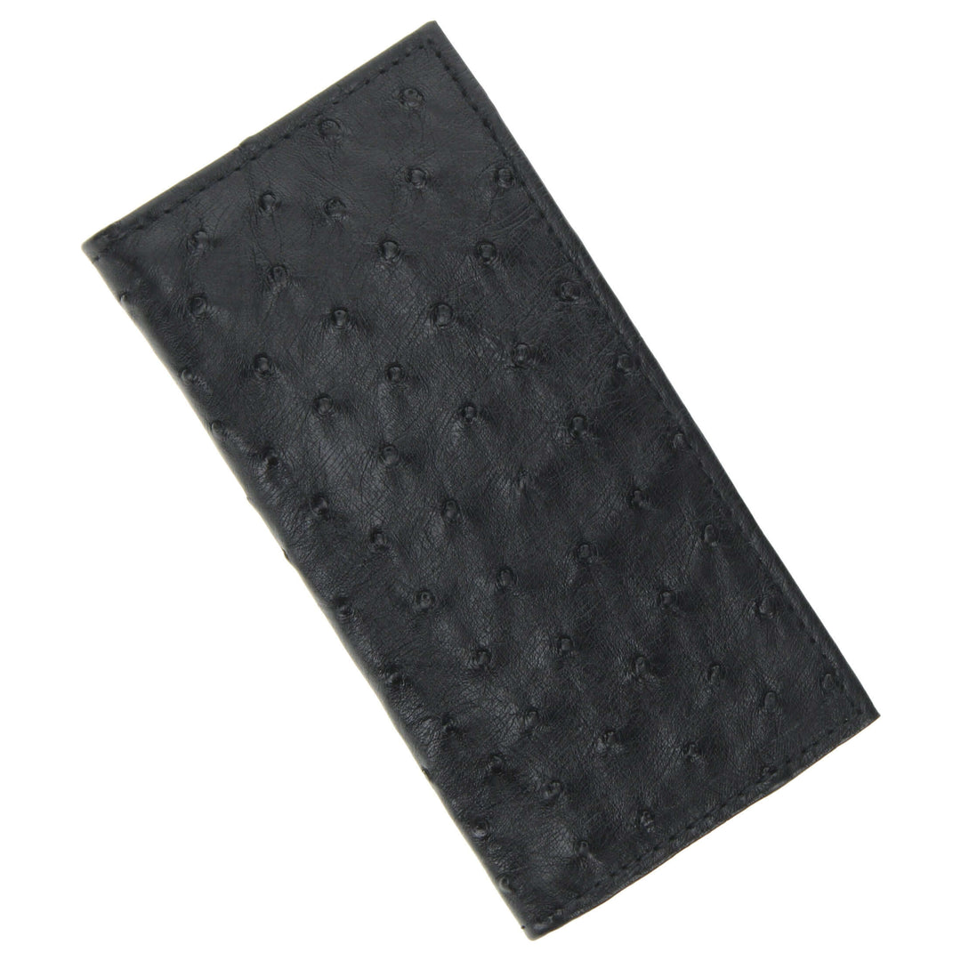 Black Full Quill Ostrich Checkbook Wallet by Vaccari