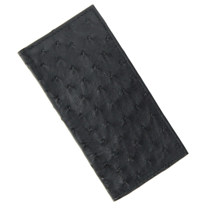 Black Full Quill Ostrich Checkbook Wallet by Vaccari