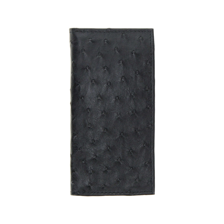 Black Full Quill Ostrich Checkbook Wallet by Vaccari