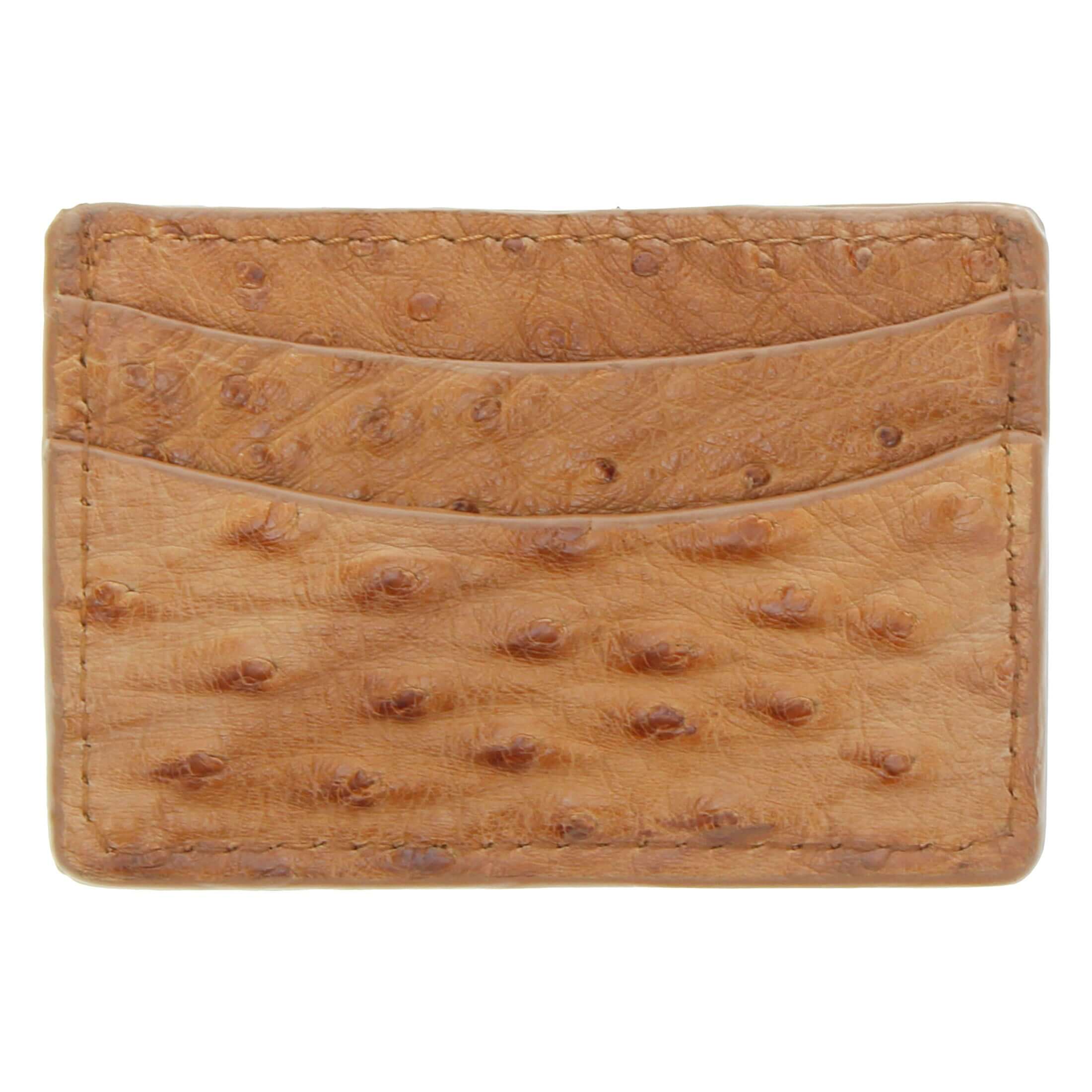 Tan Full Quill Ostrich Card Holder by Vaccari