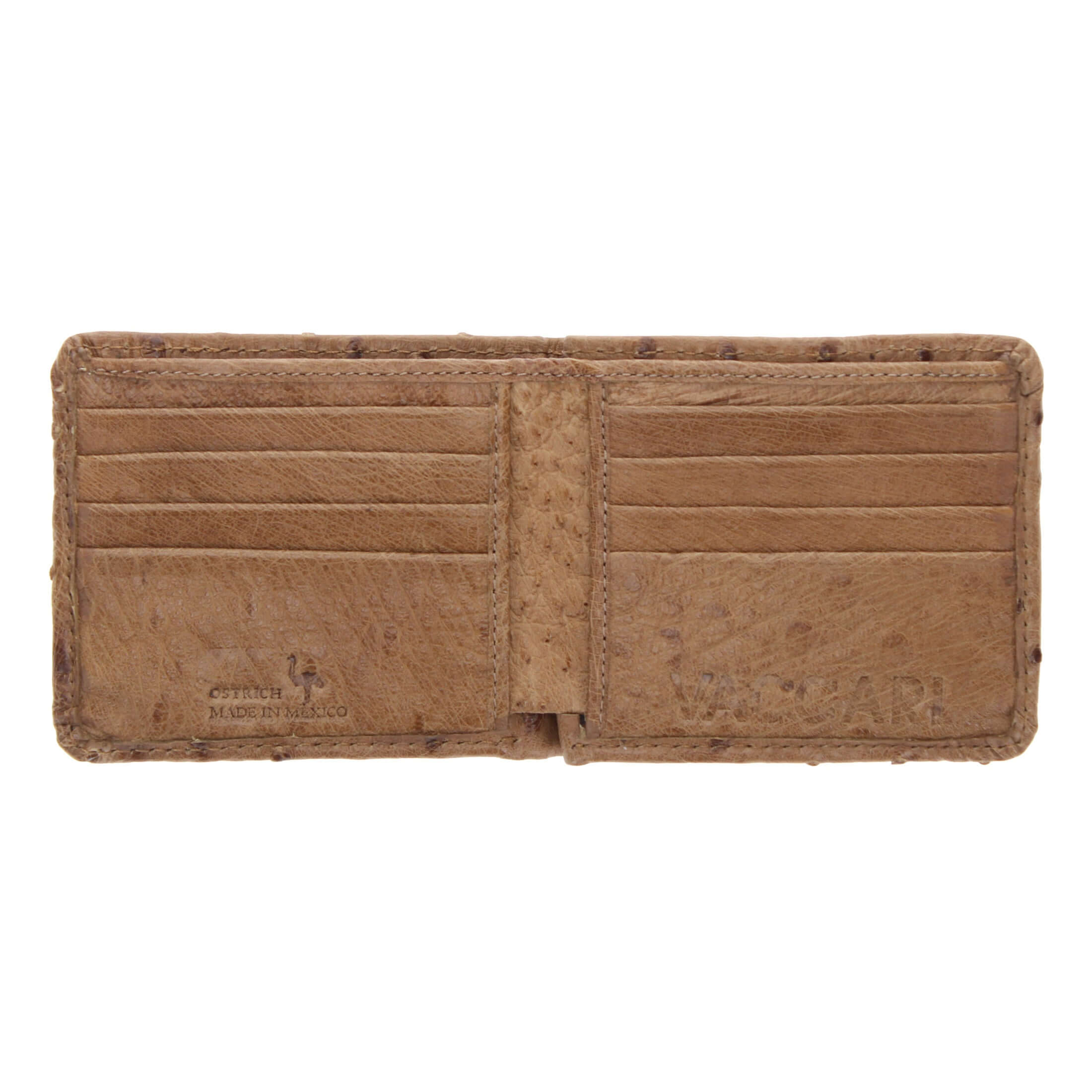 Tan Full Quill Ostrich Billfold Wallet by Vaccari