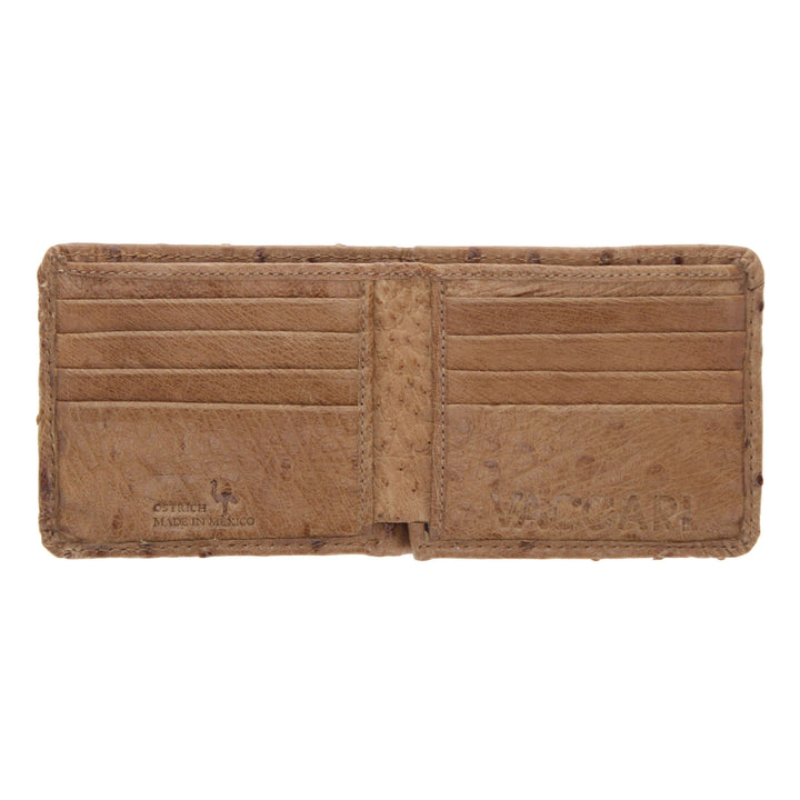 Tan Full Quill Ostrich Billfold Wallet by Vaccari