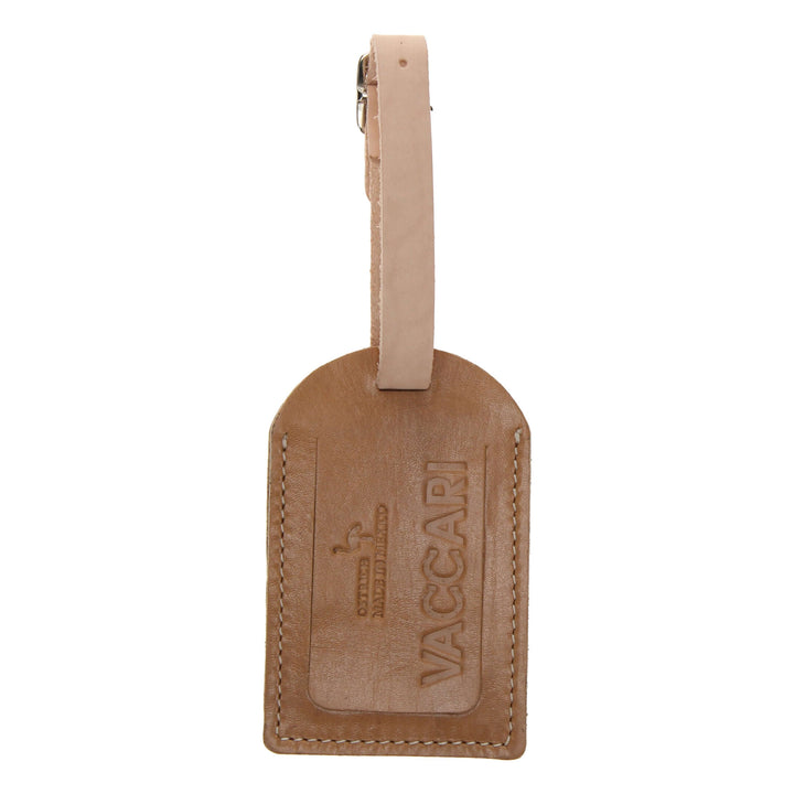 Tan Full Quill Ostrich Luggage Tag by Vaccari