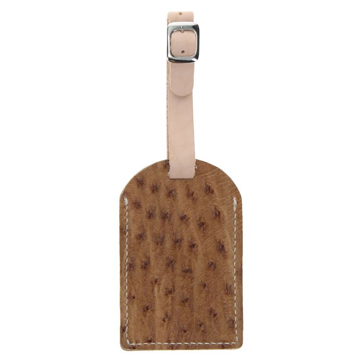 Tan Full Quill Ostrich Luggage Tag by Vaccari