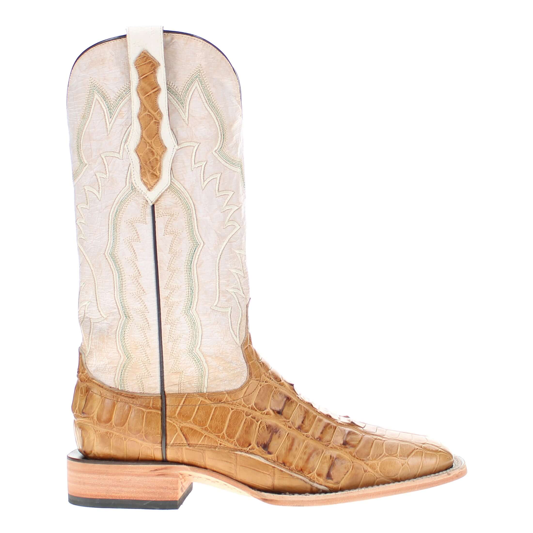 Men's Tan American Alligator Hornback Zion Borad Square Toe by Vaccari