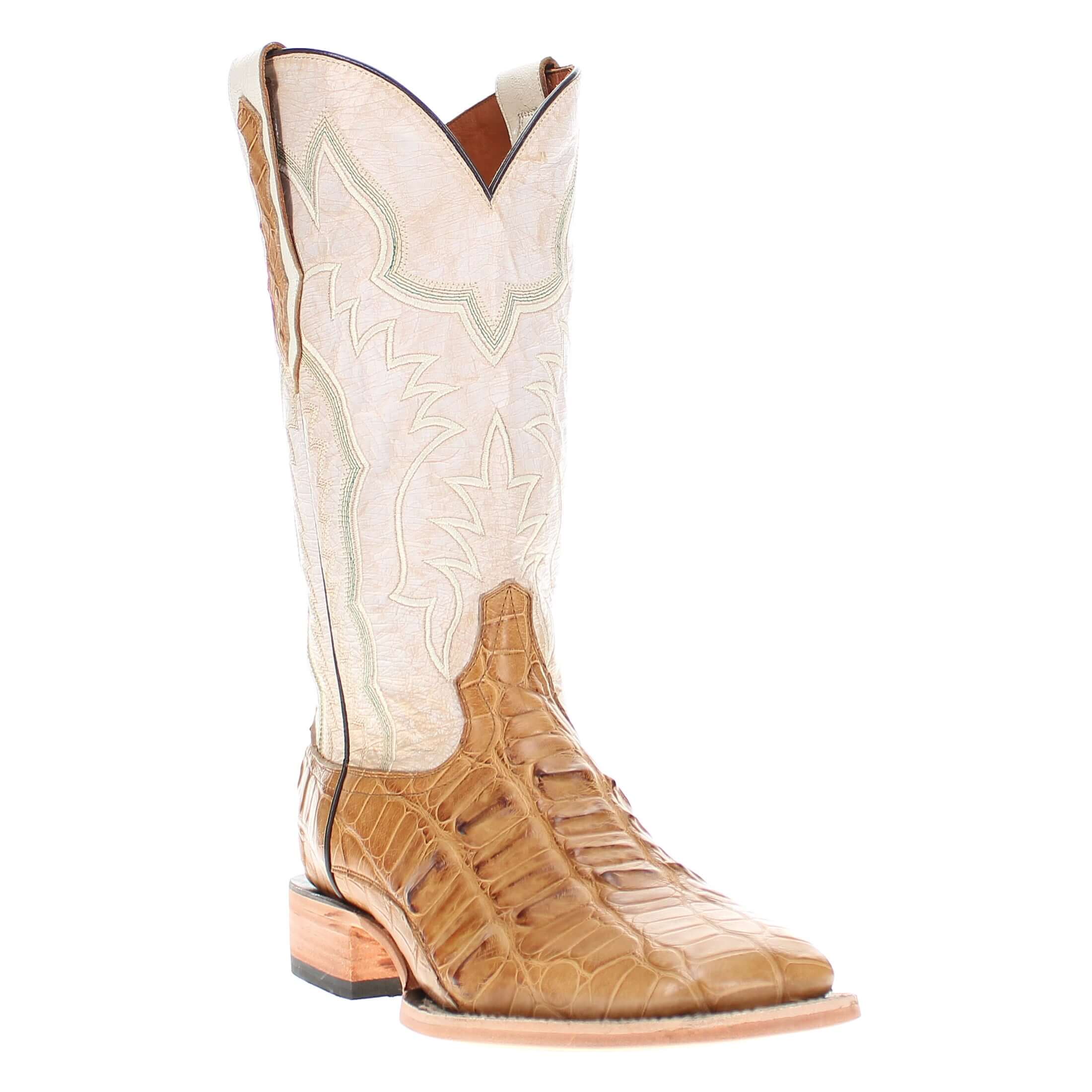 Men's Tan American Alligator Hornback Zion Borad Square Toe by Vaccari