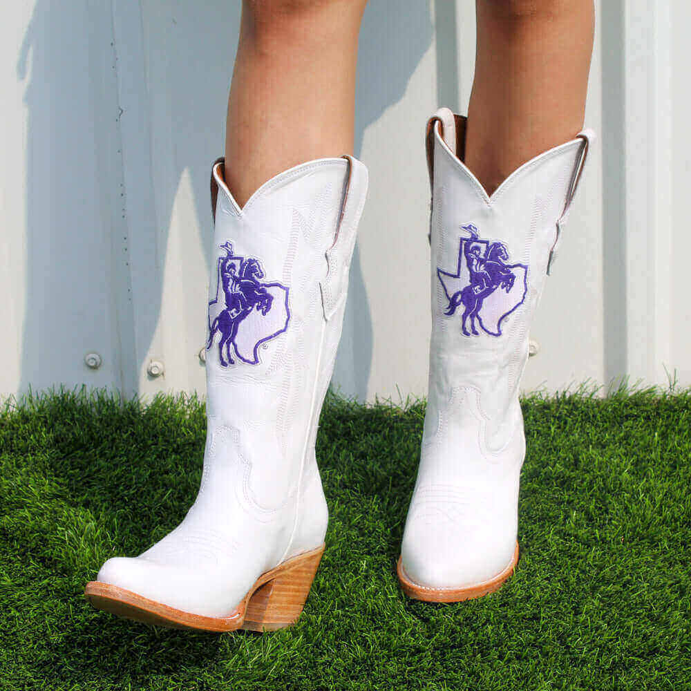 Tarleton State University White Cowgirl Boots Leighton by Vaccari University